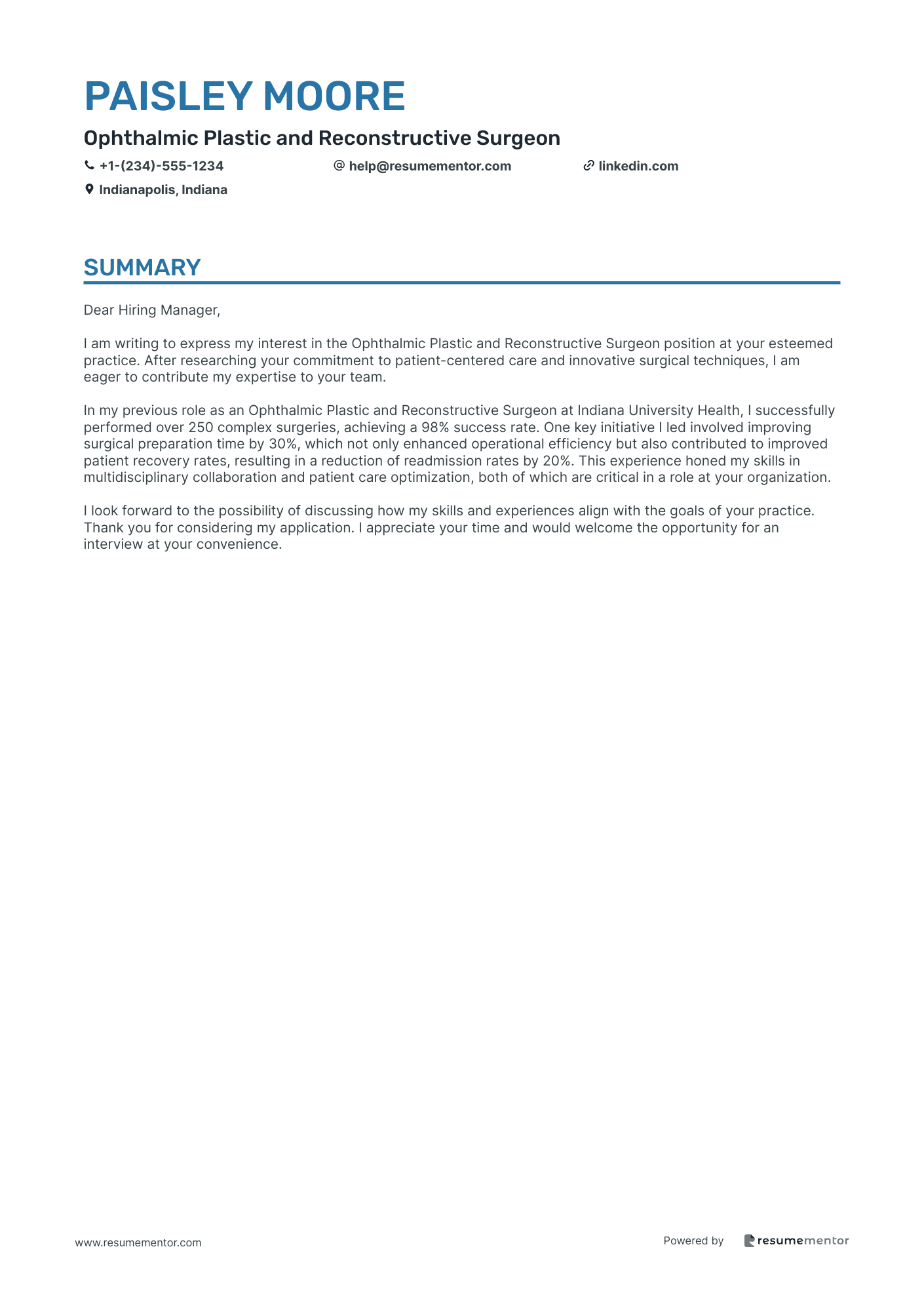 Ophthalmic Plastic and Reconstructive Surgeon