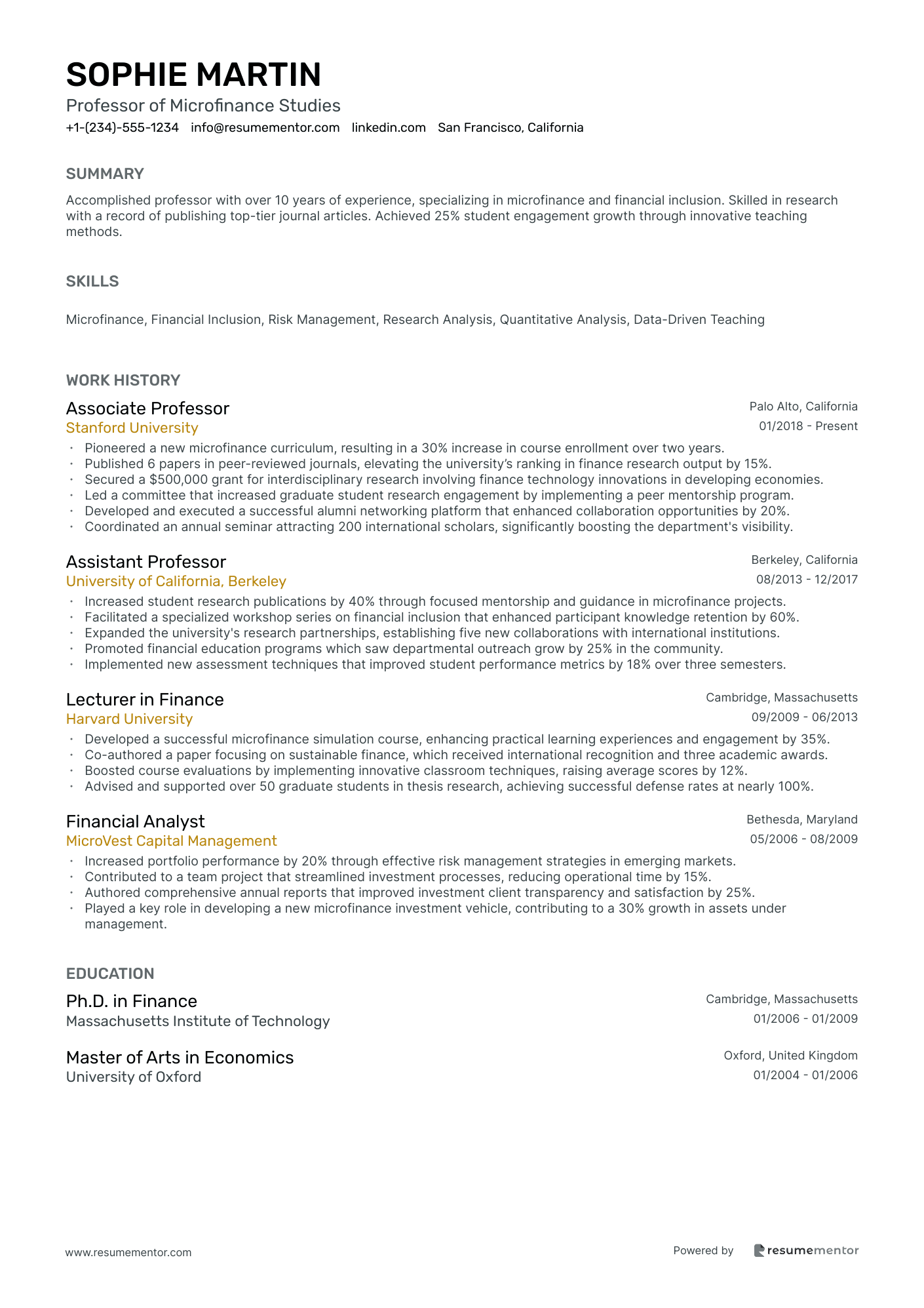 Professor of Microfinance Studies