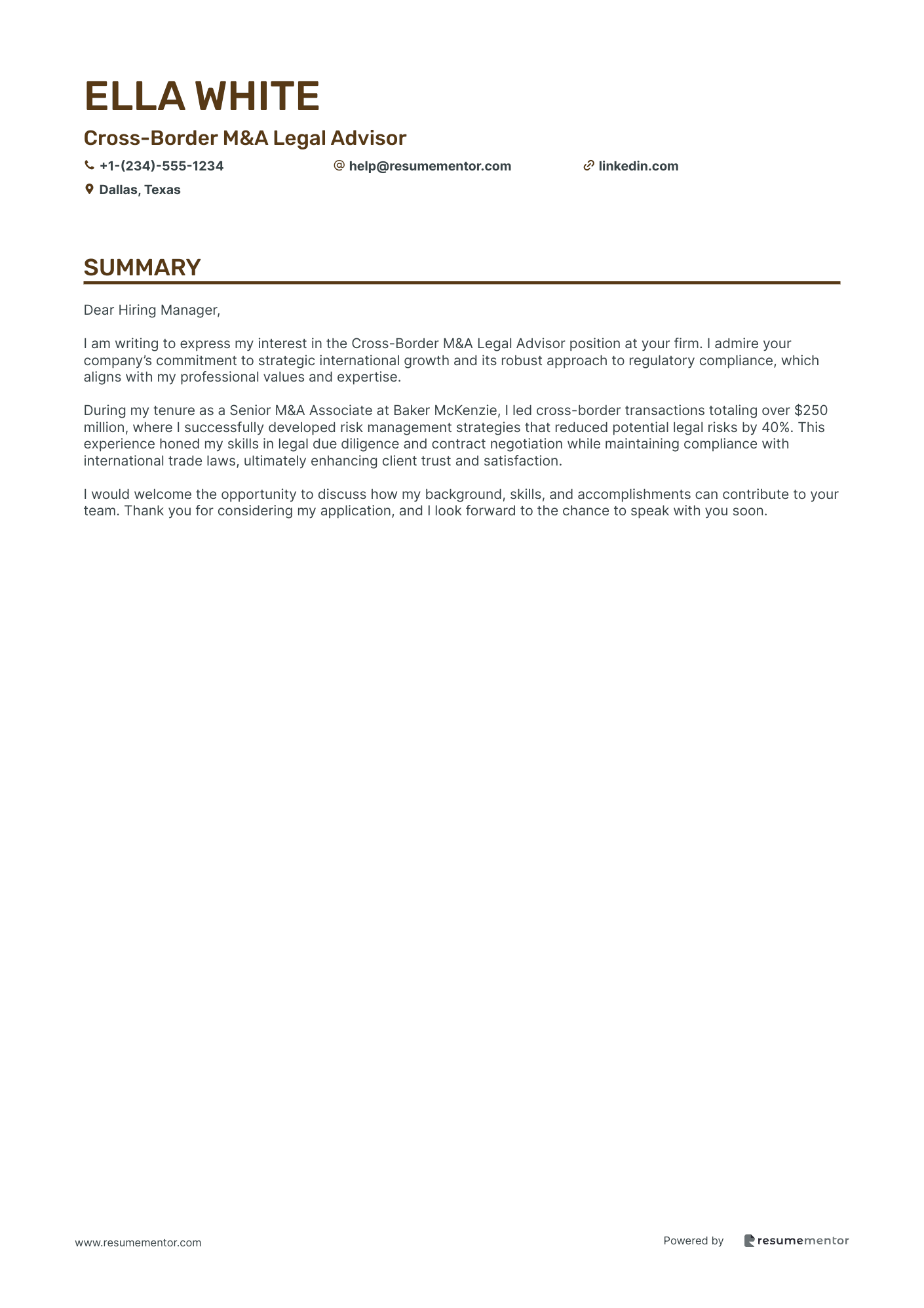 Cross Border M&A Legal Advisor