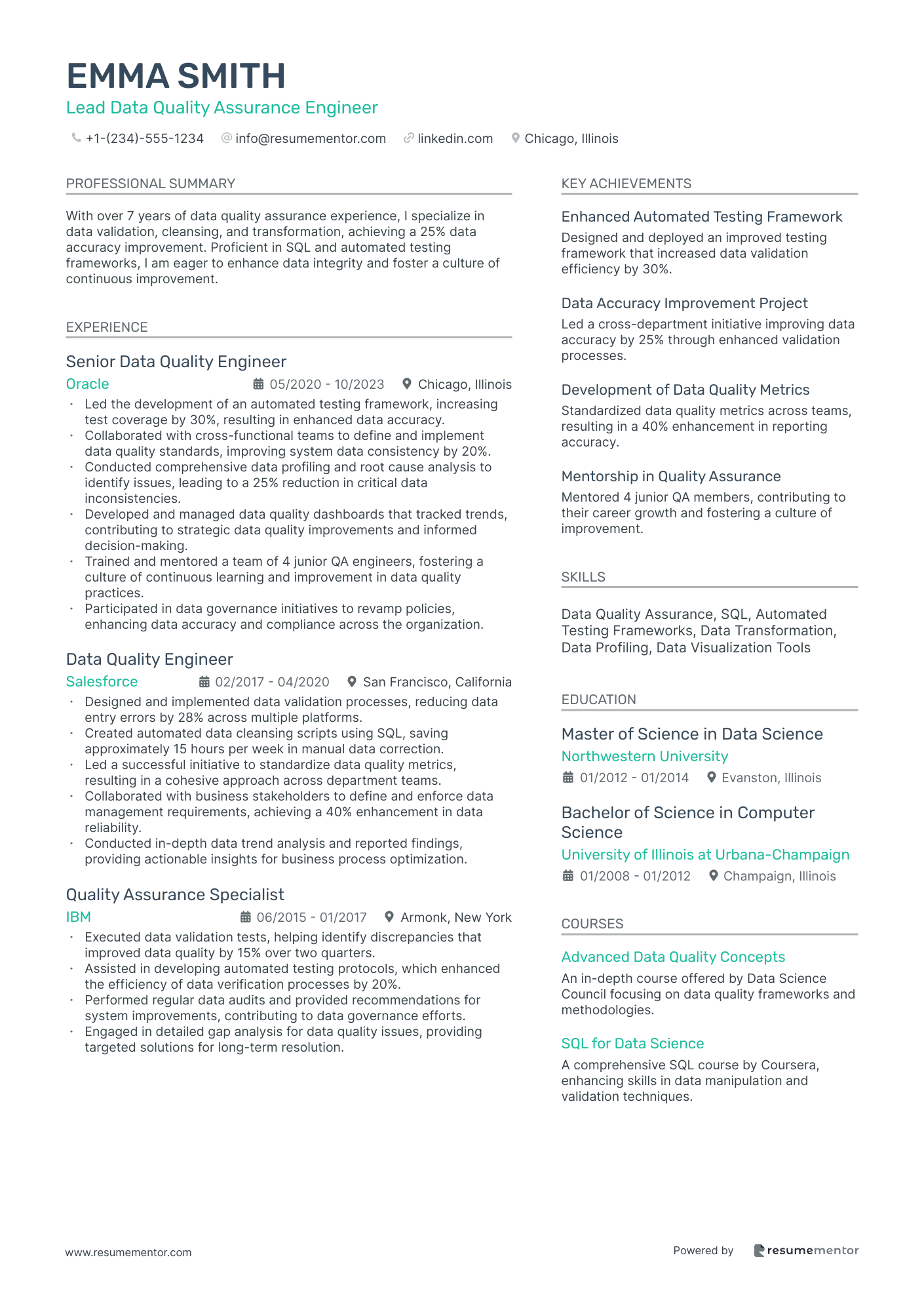 Lead Data Quality Assurance Engineer