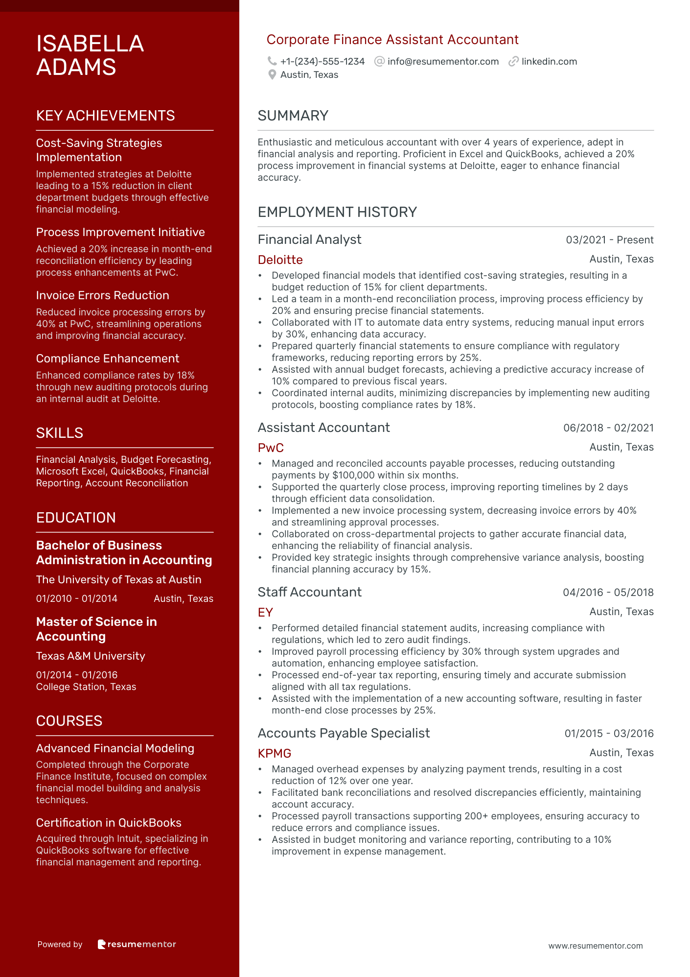Corporate Finance Assistant Accountant