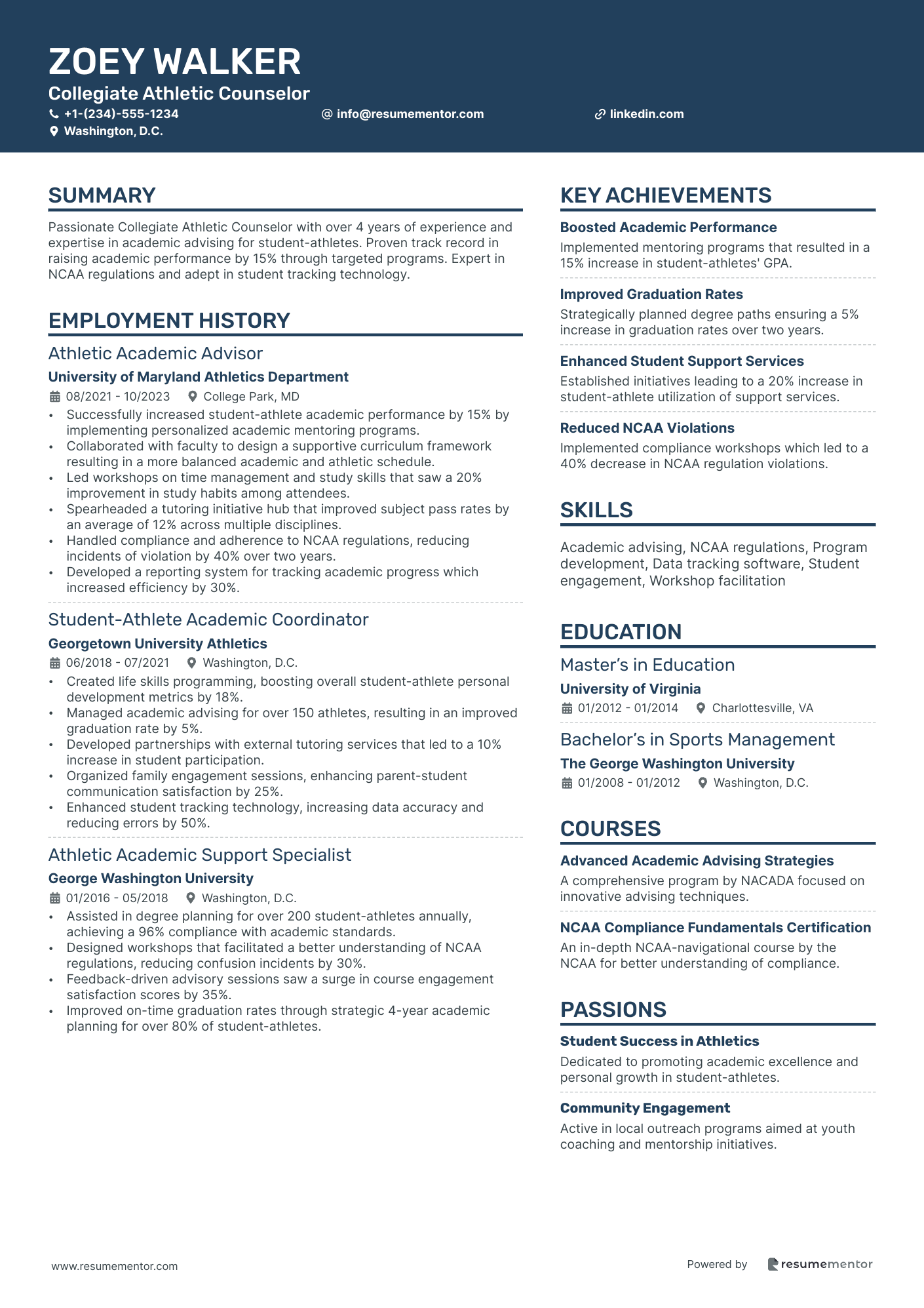 Collegiate Athletic Counselor