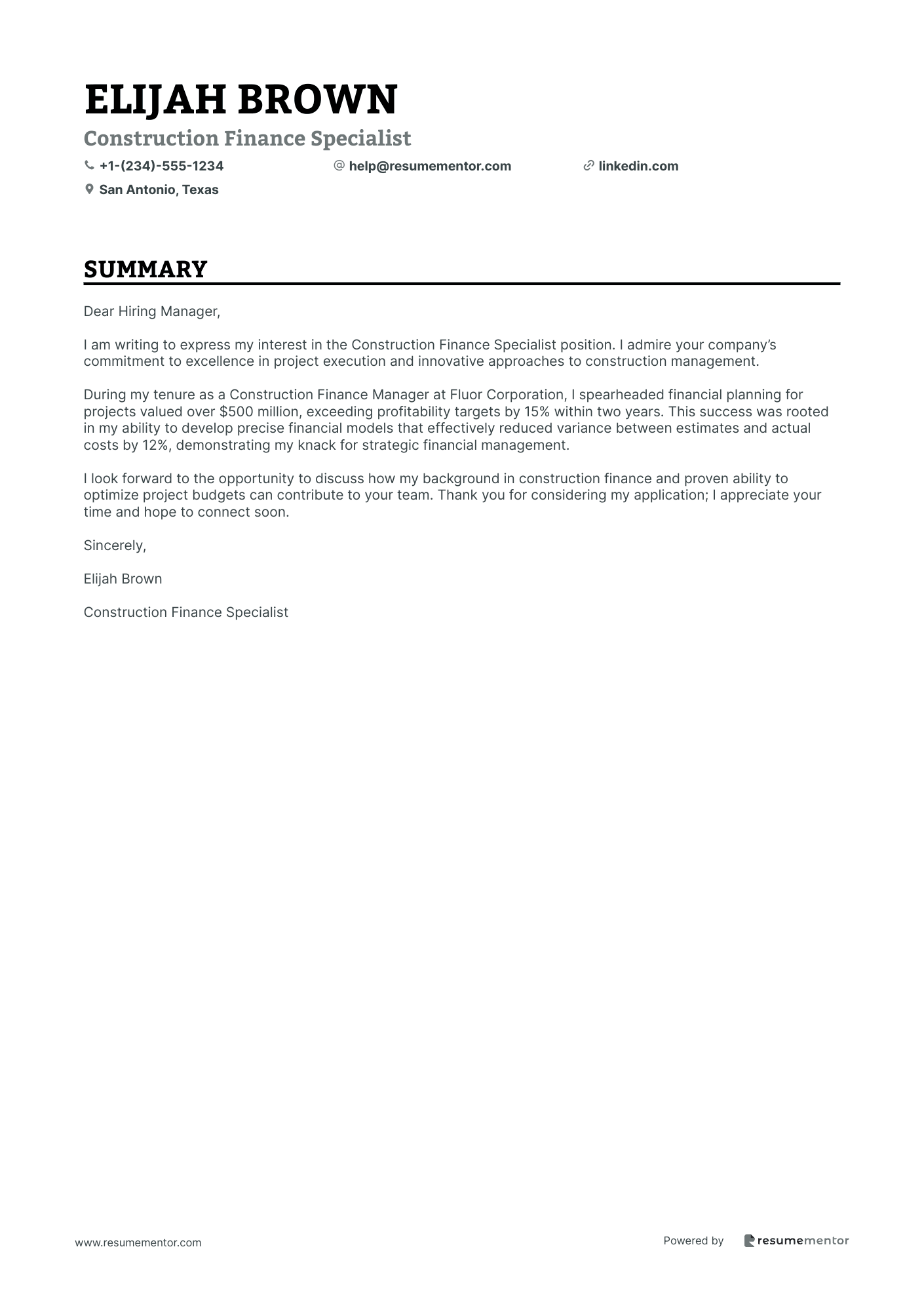 Construction Finance Specialist