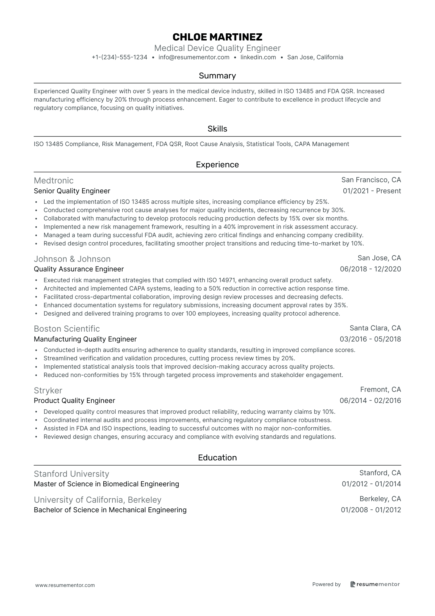 Medical Device Quality Engineer