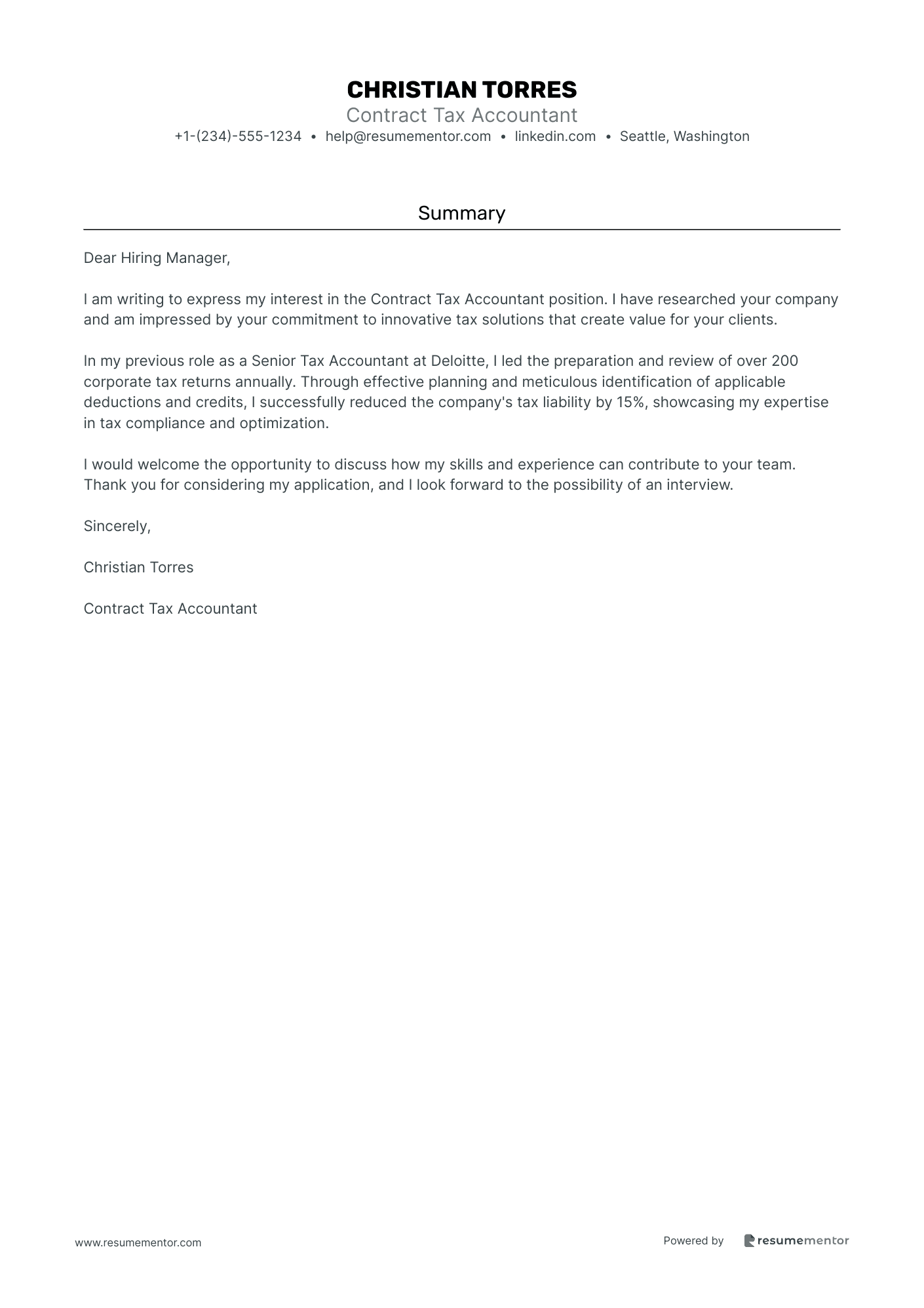Contract Tax Accountant