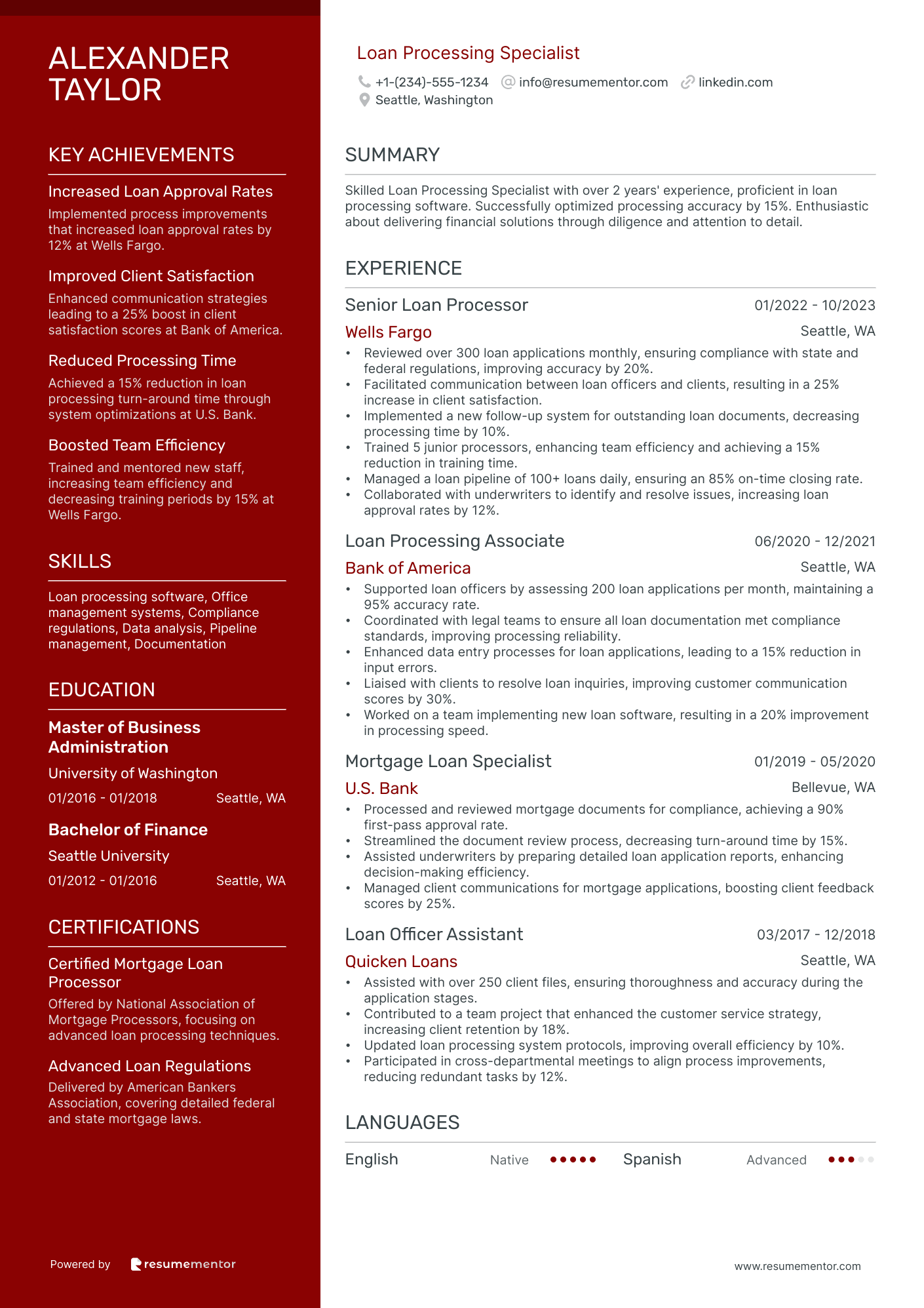 Loan Processing Specialist.