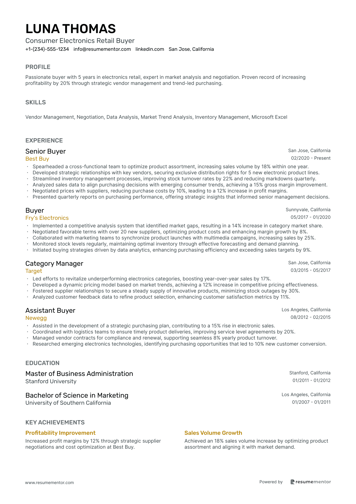 Consumer Electronics Retail Buyer