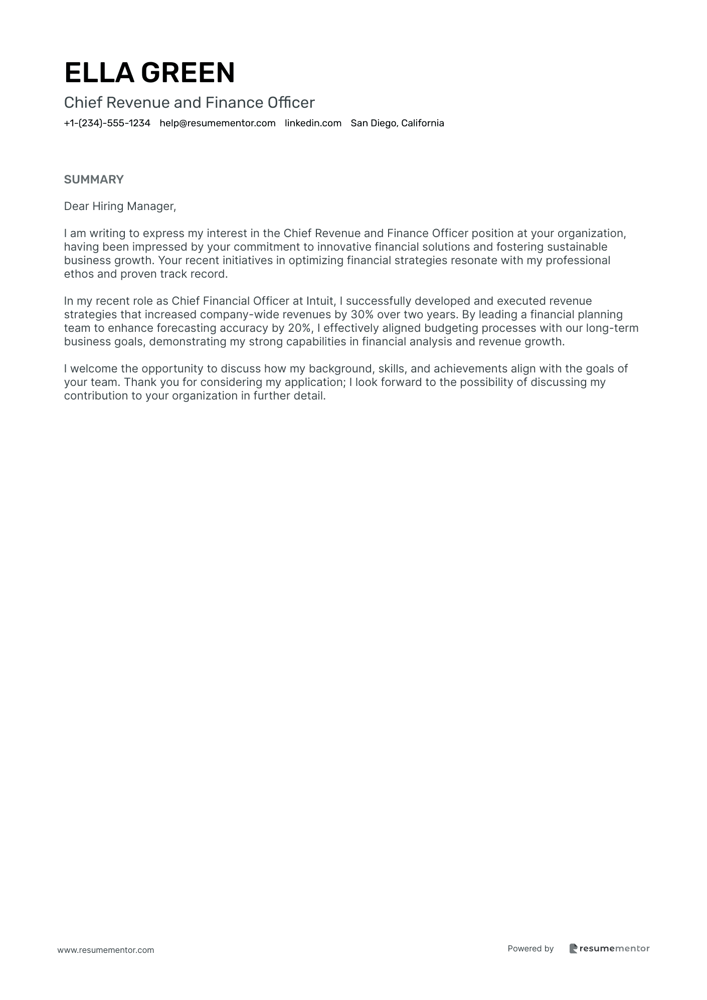 Chief Revenue and Finance Officer