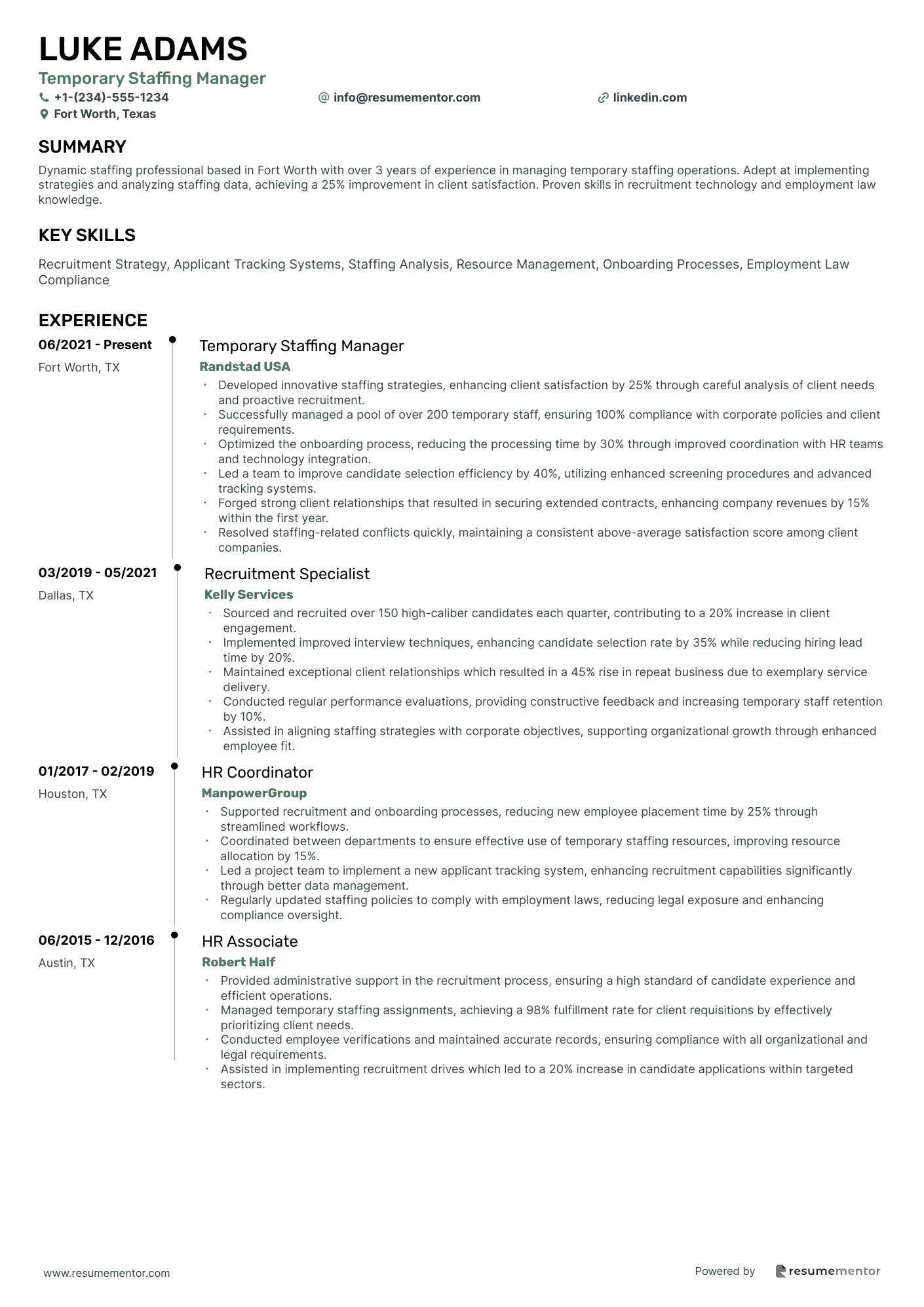 Temporary Staffing Manager