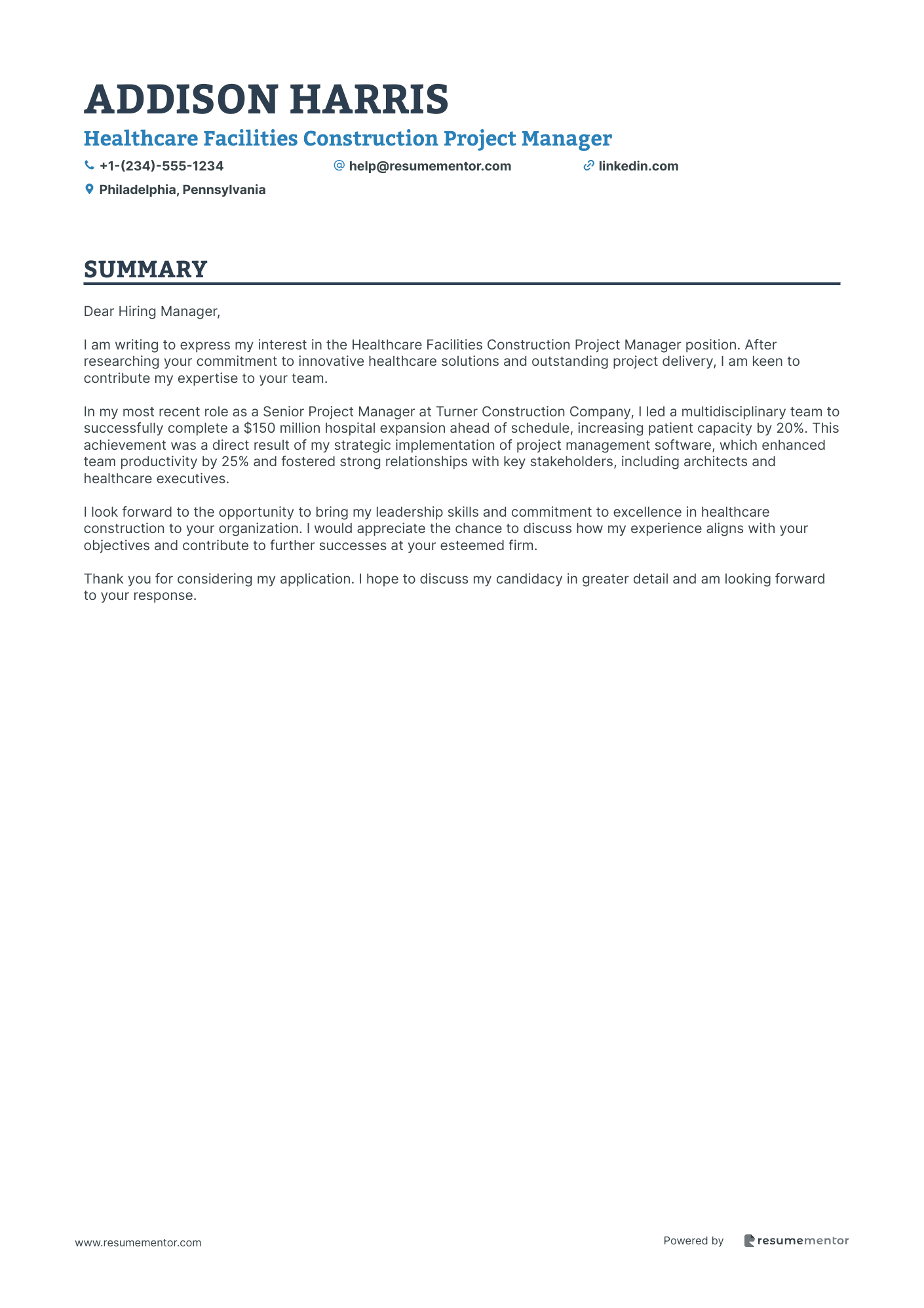 Healthcare Facilities Construction Project Manager