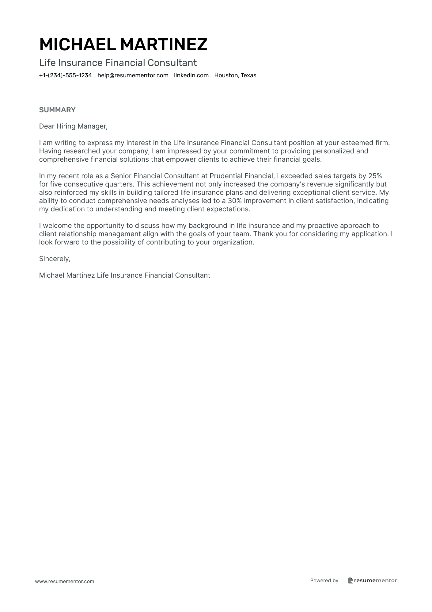 Life Insurance Financial Consultant