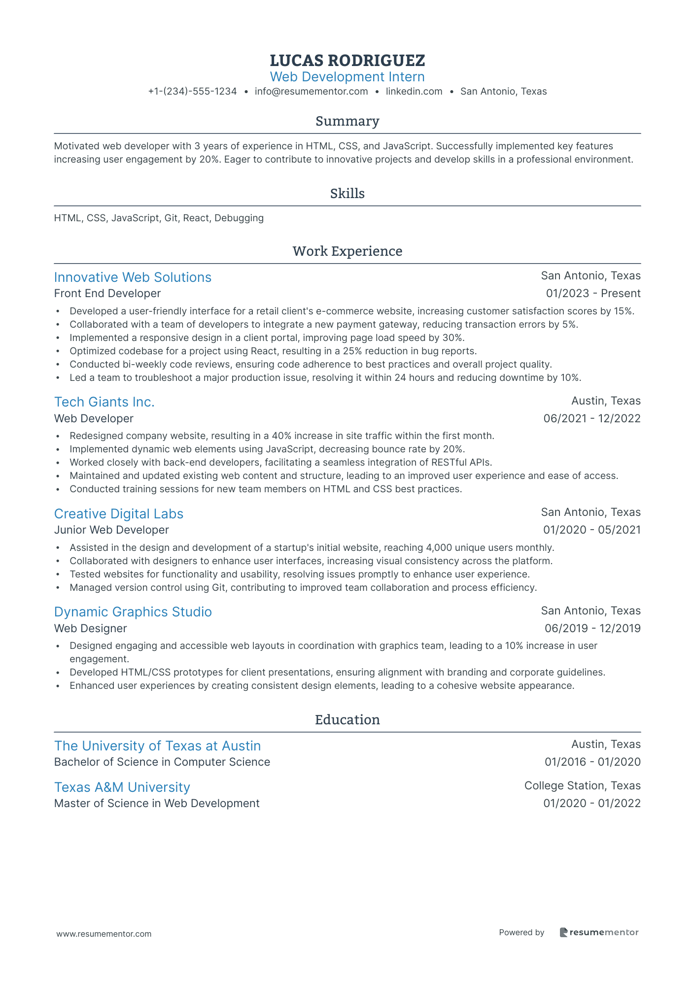 Web Development Intern