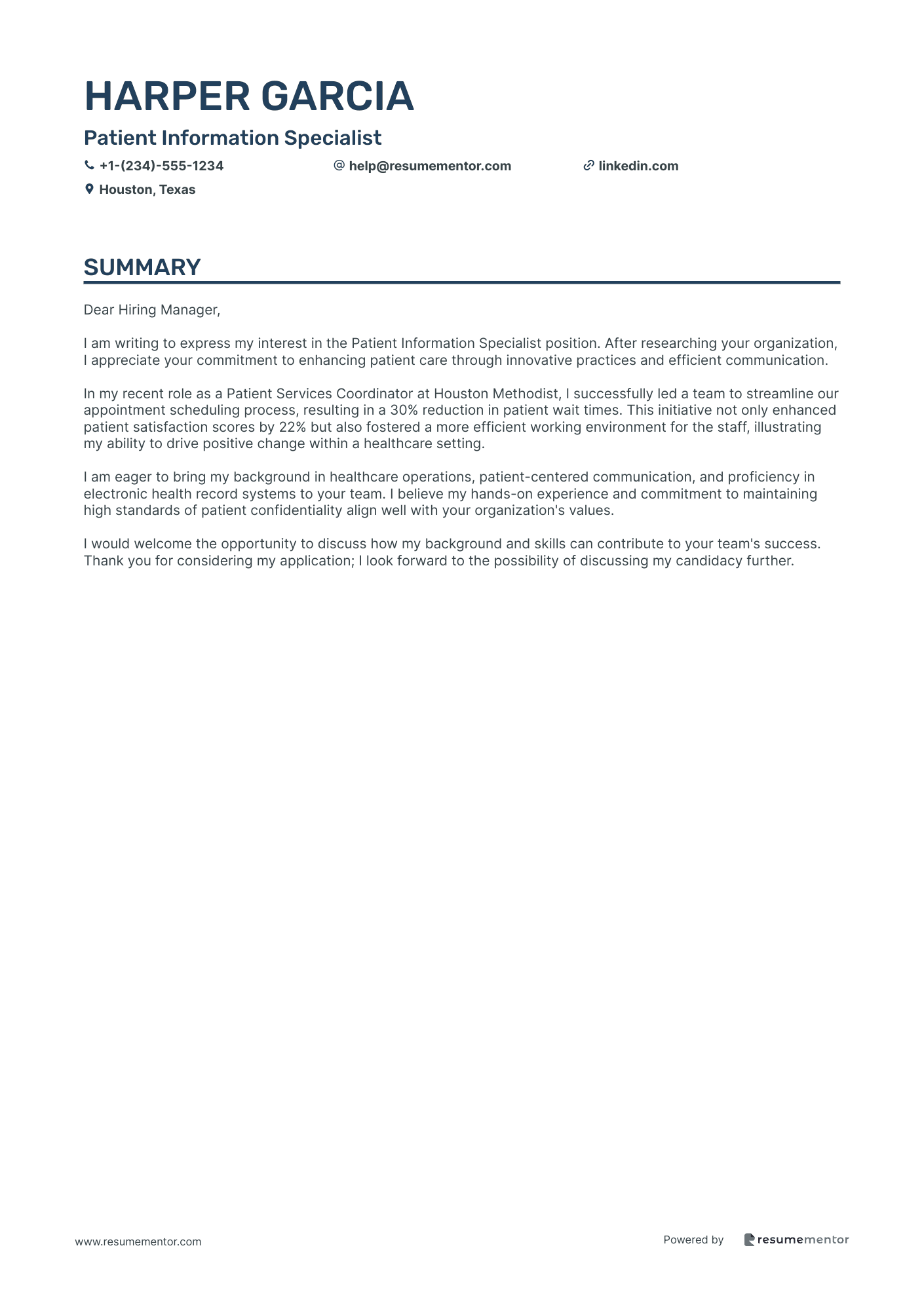 Patient Information Specialist