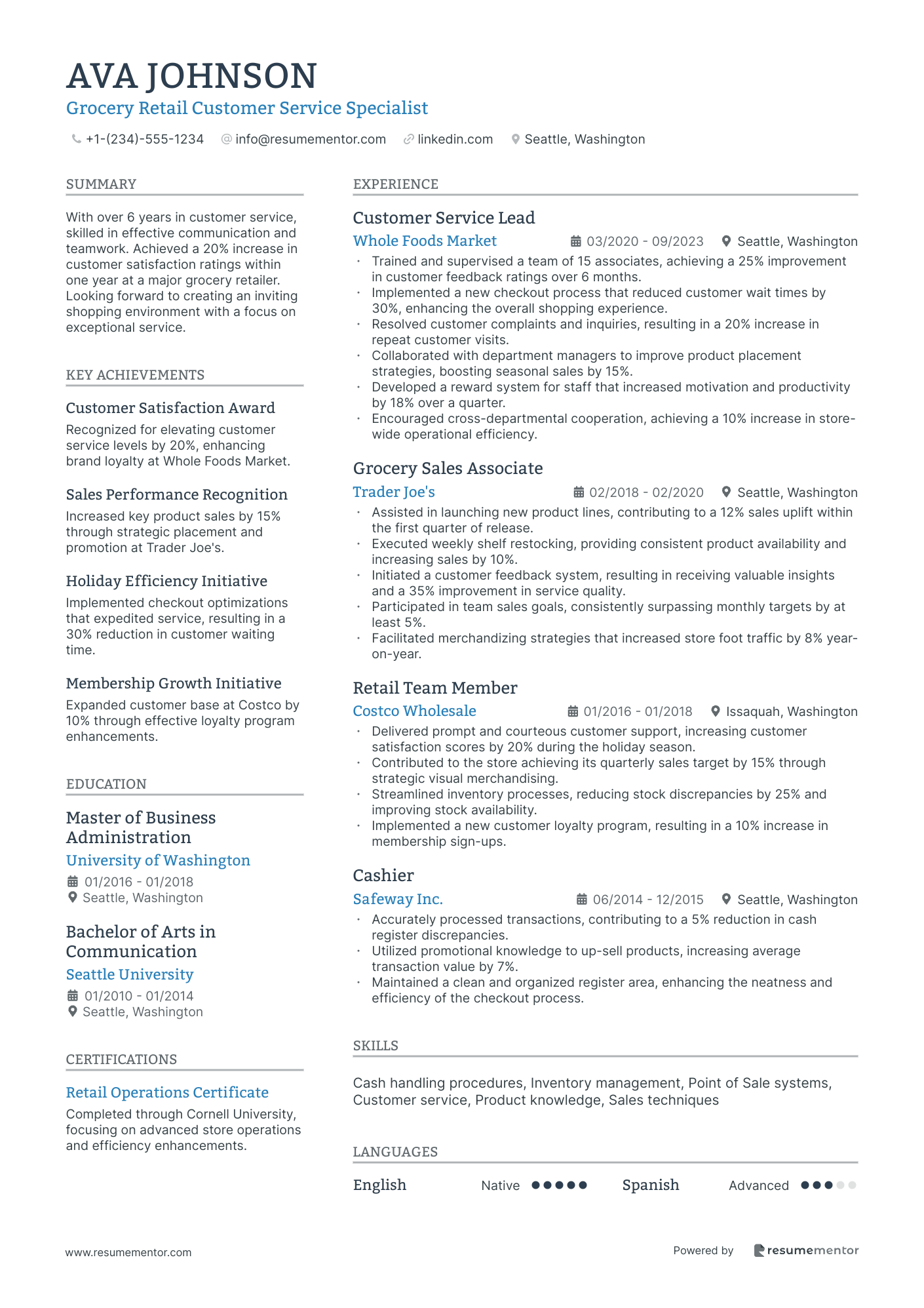 Grocery Retail Customer Service Specialist