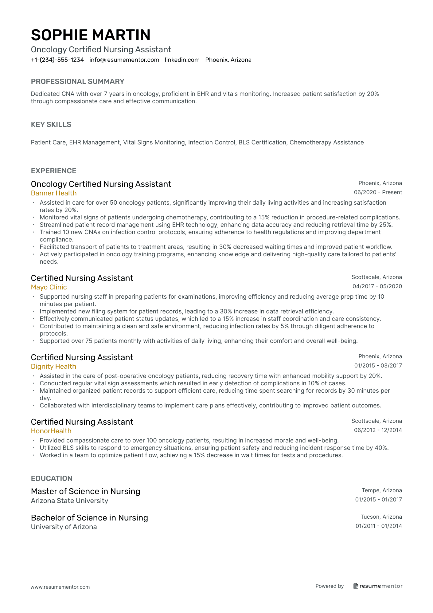 Oncology Certified Nursing Assistant