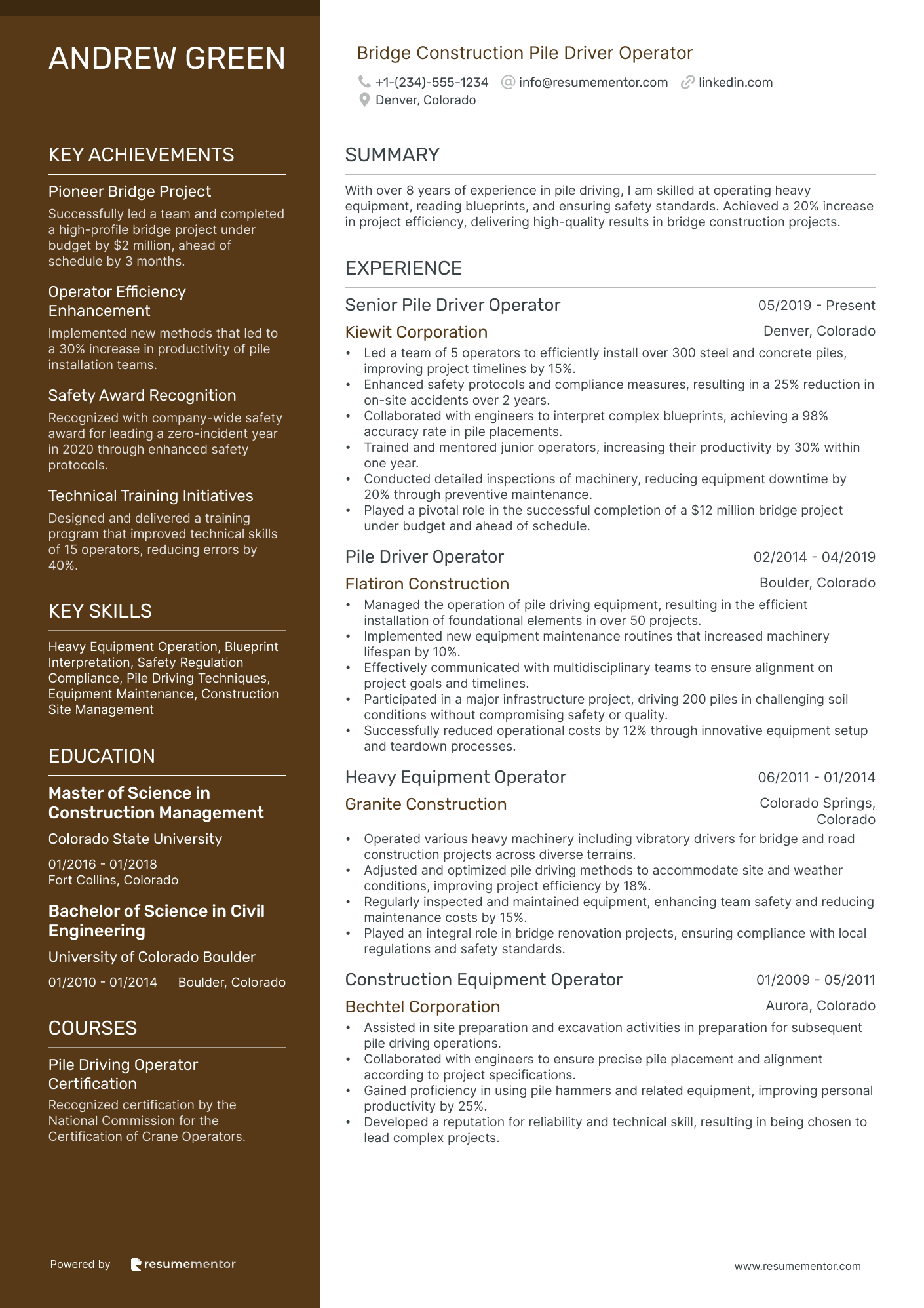 Bridge Construction Pile Driver Operator