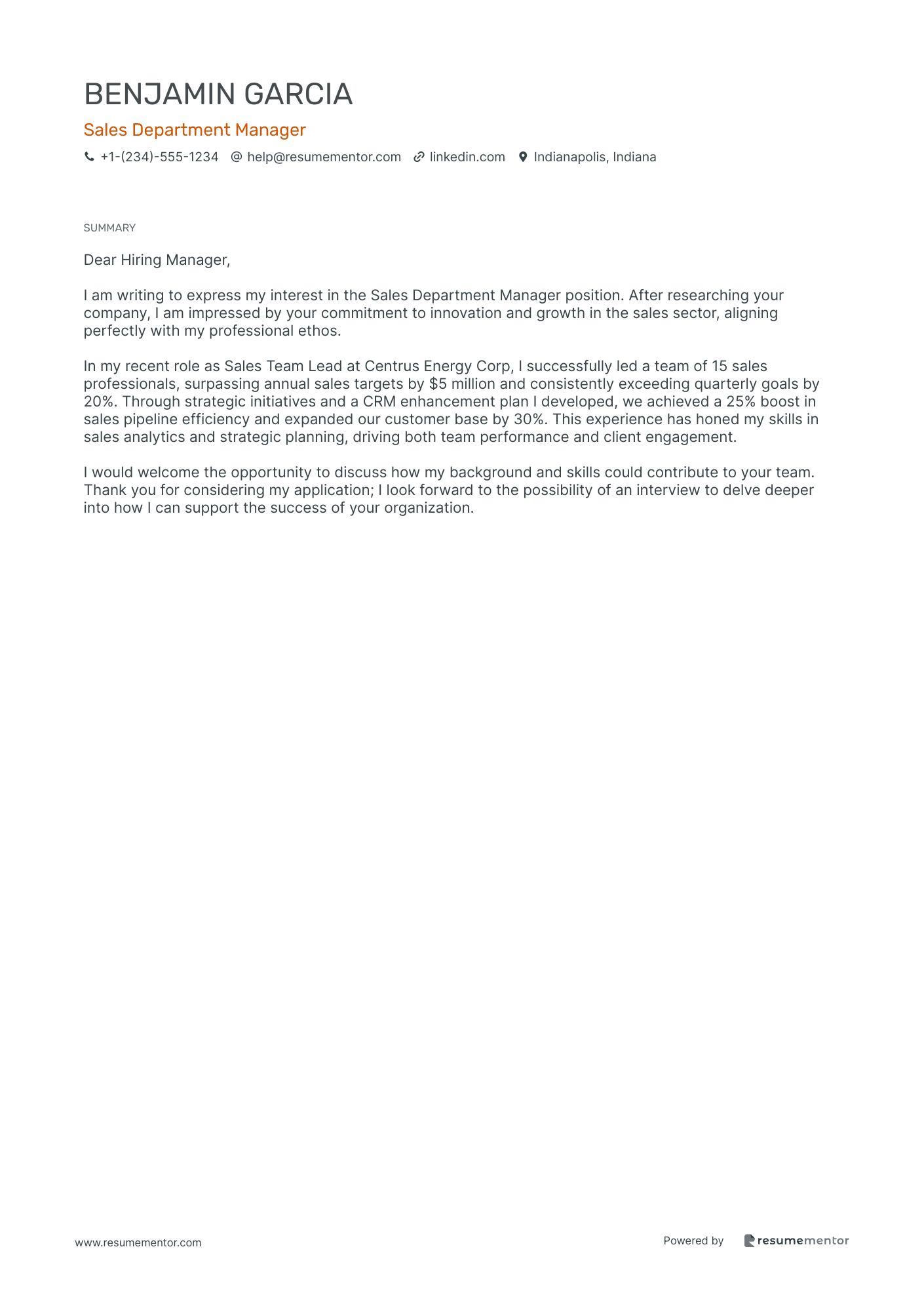 Sales Department Manager