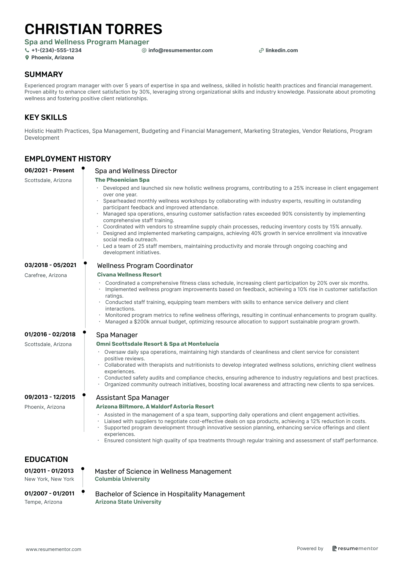 Spa and Wellness Program Manager