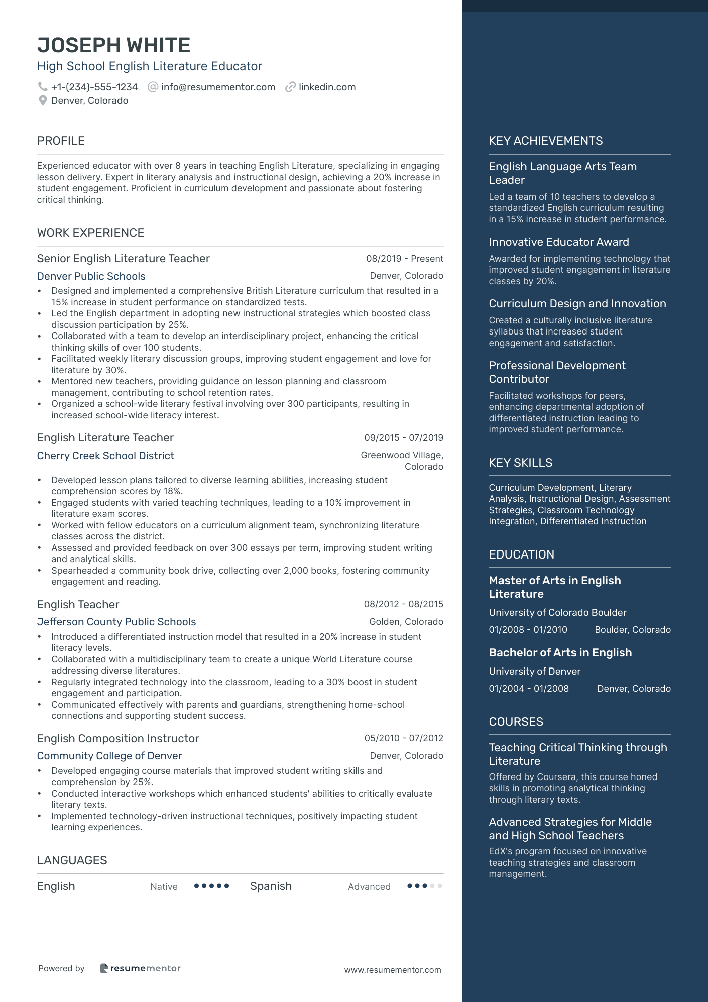 High School English Literature Educator