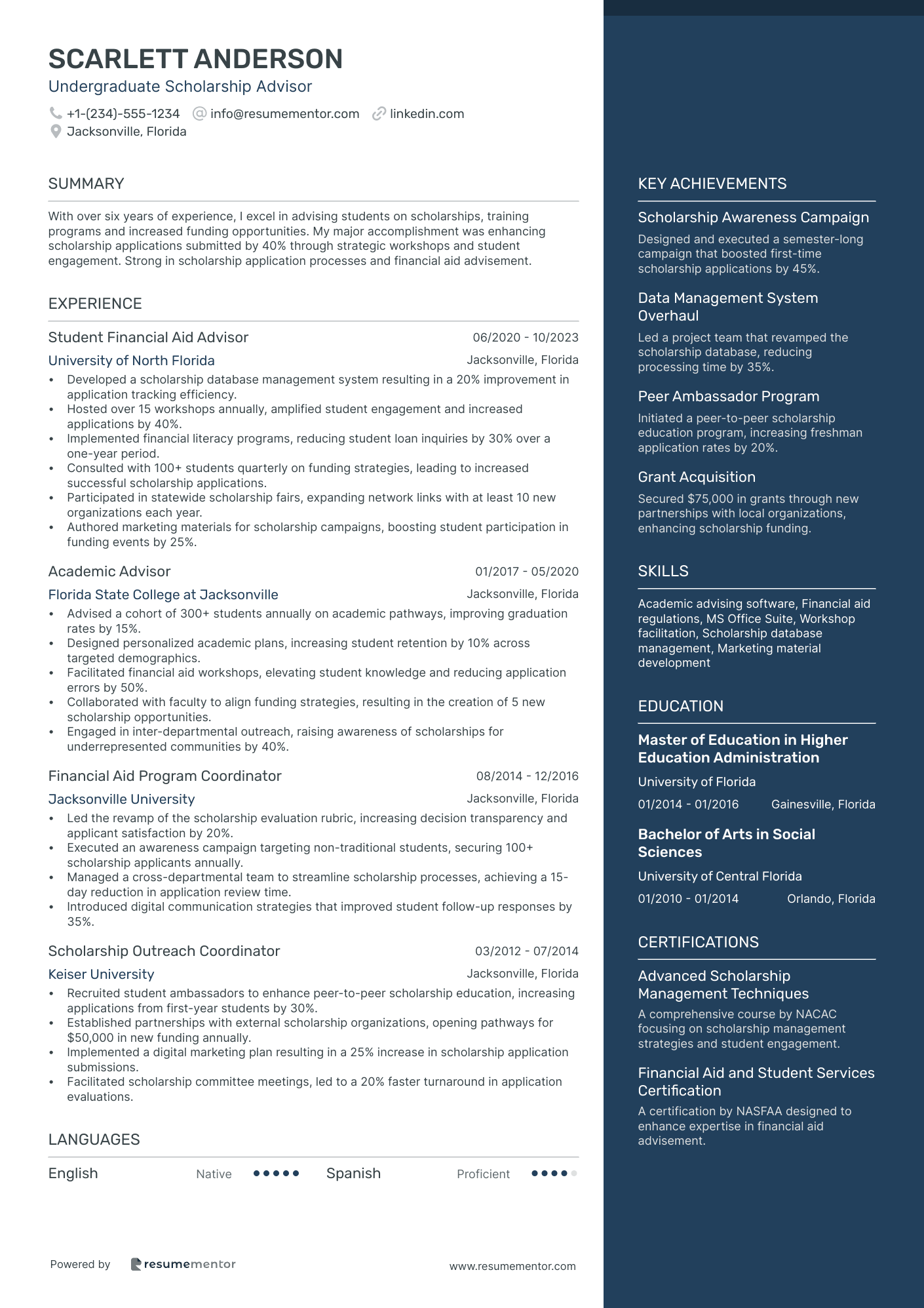 Undergraduate Scholarship Advisor
