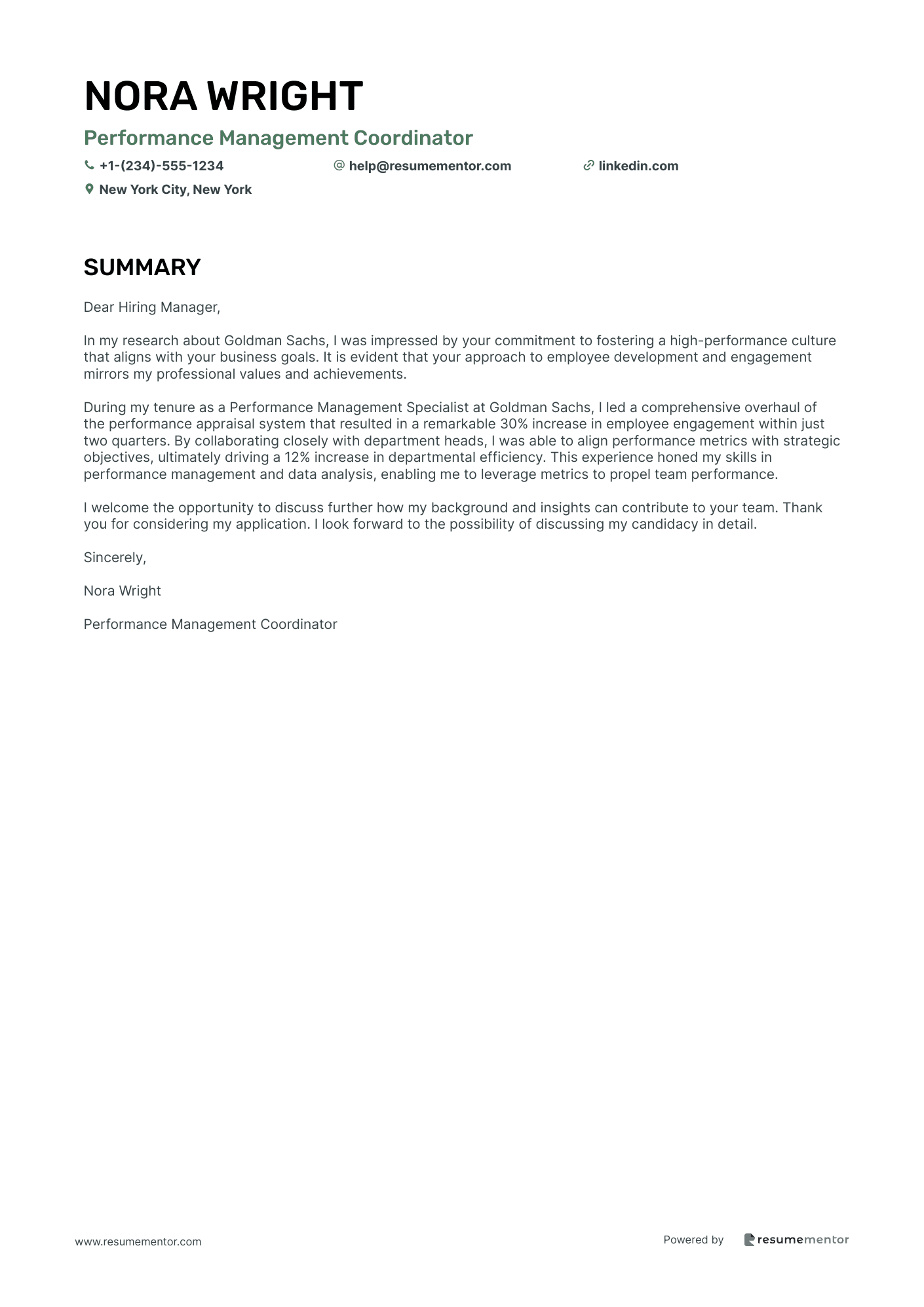 Performance Management Coordinator