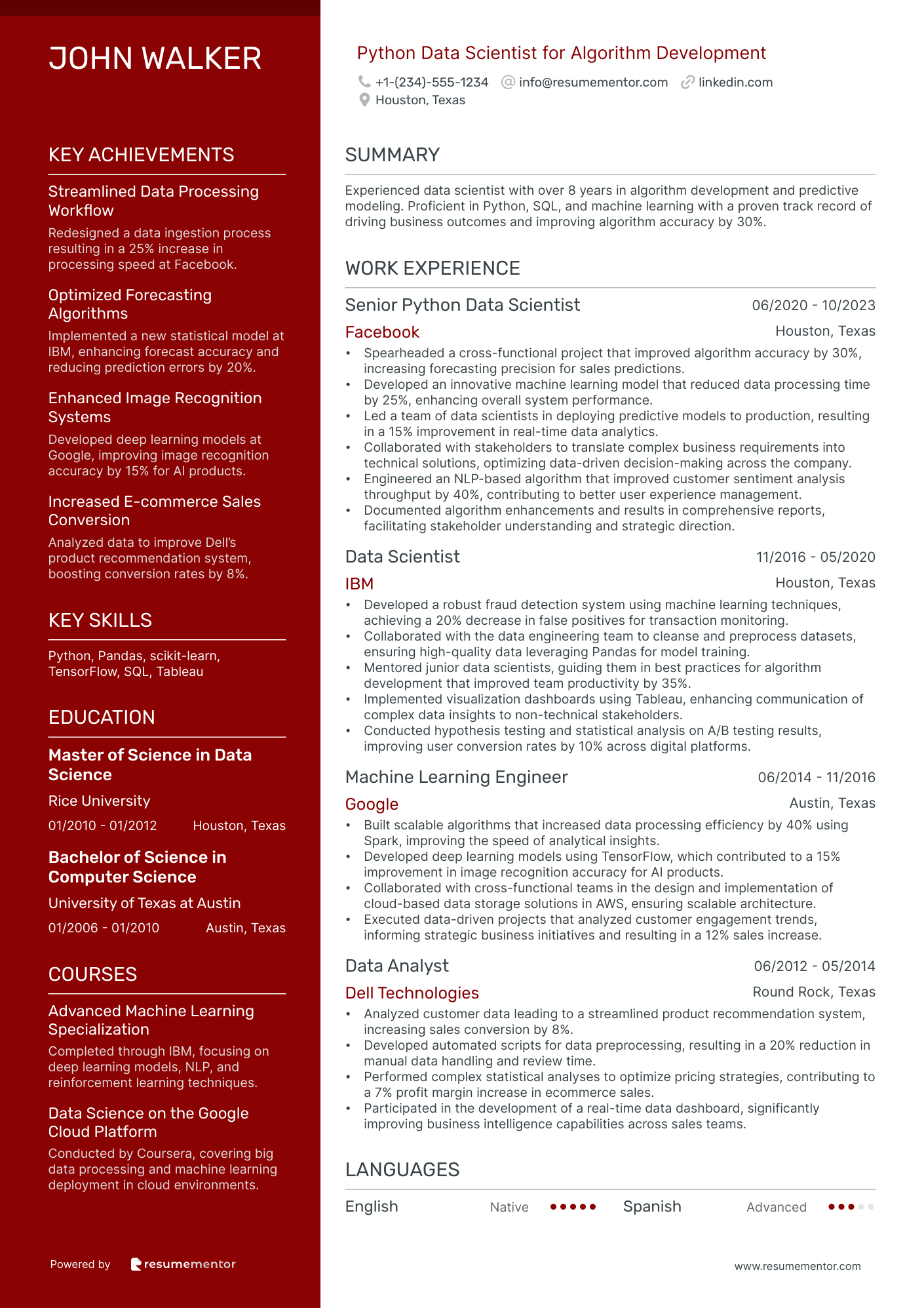 Python Data Scientist for Algorithm Development