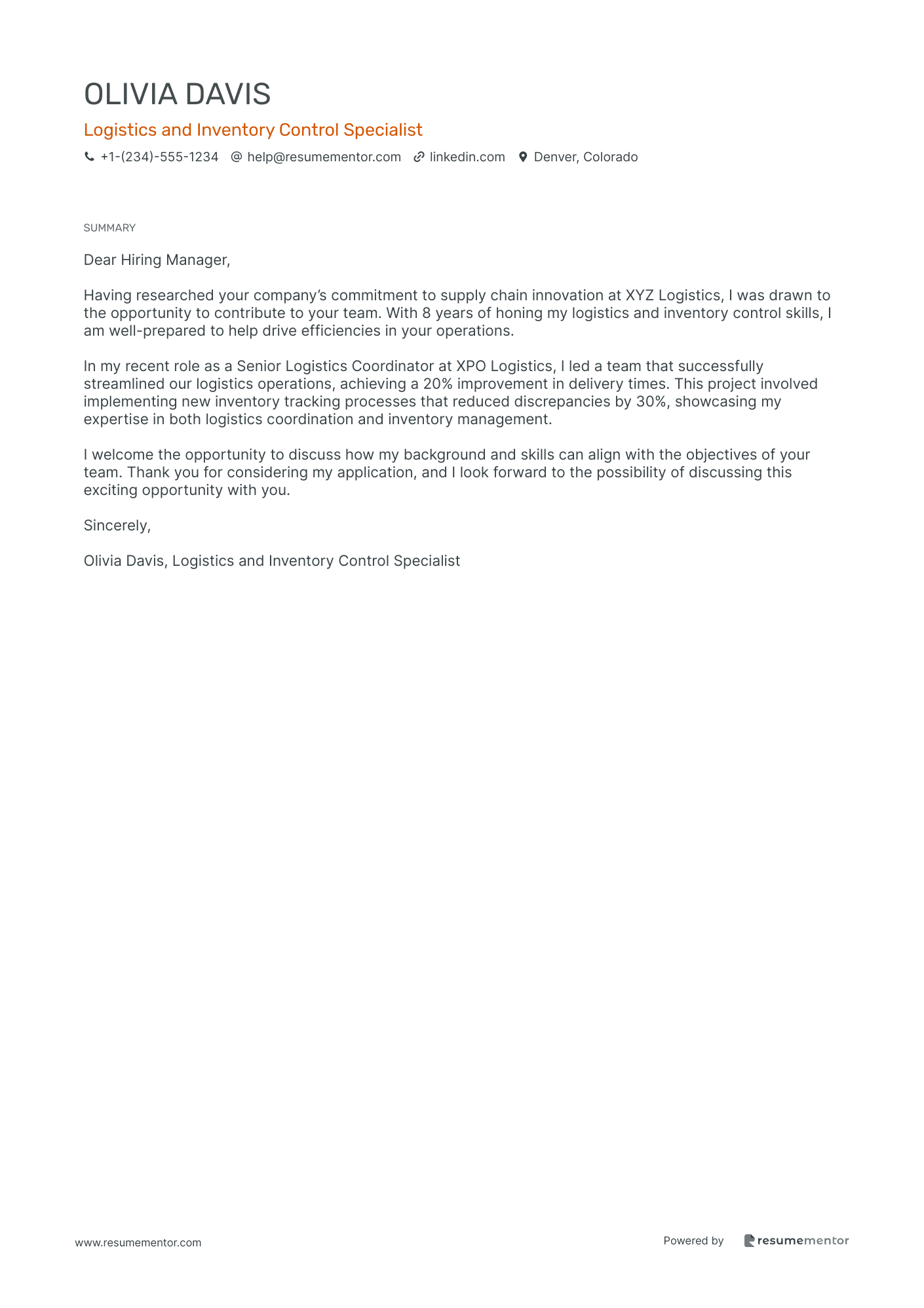 Logistics and Inventory Control Specialist