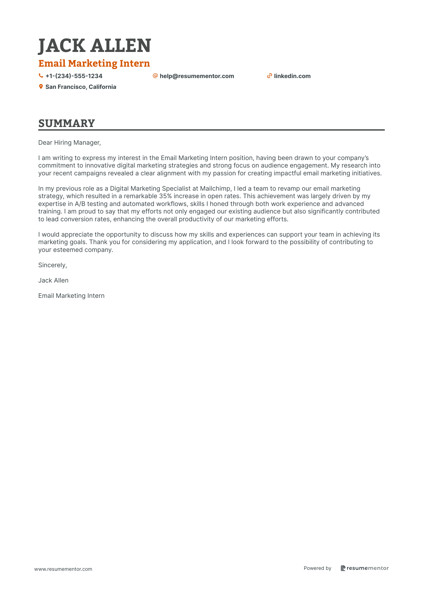 Email Marketing Intern