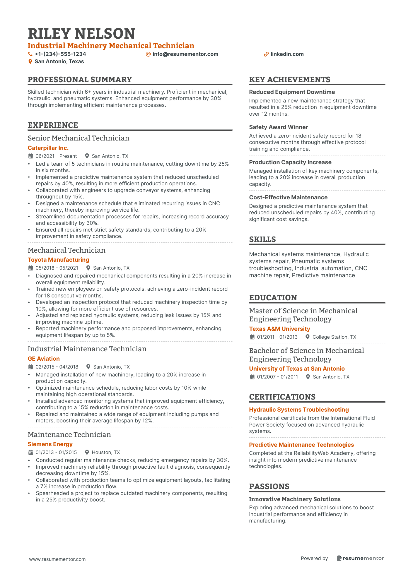 Industrial Machinery Mechanical Technician