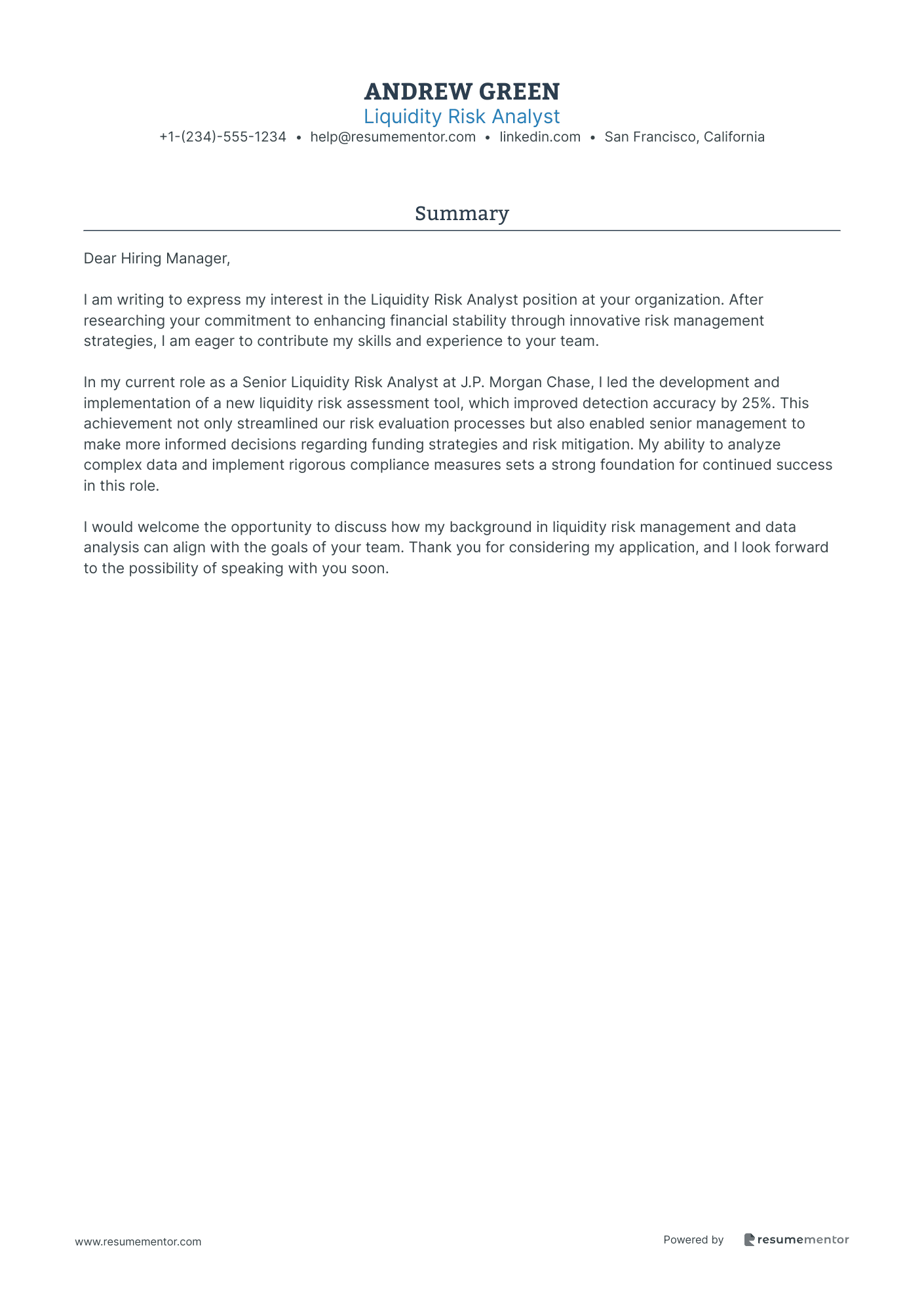Liquidity Risk Analyst