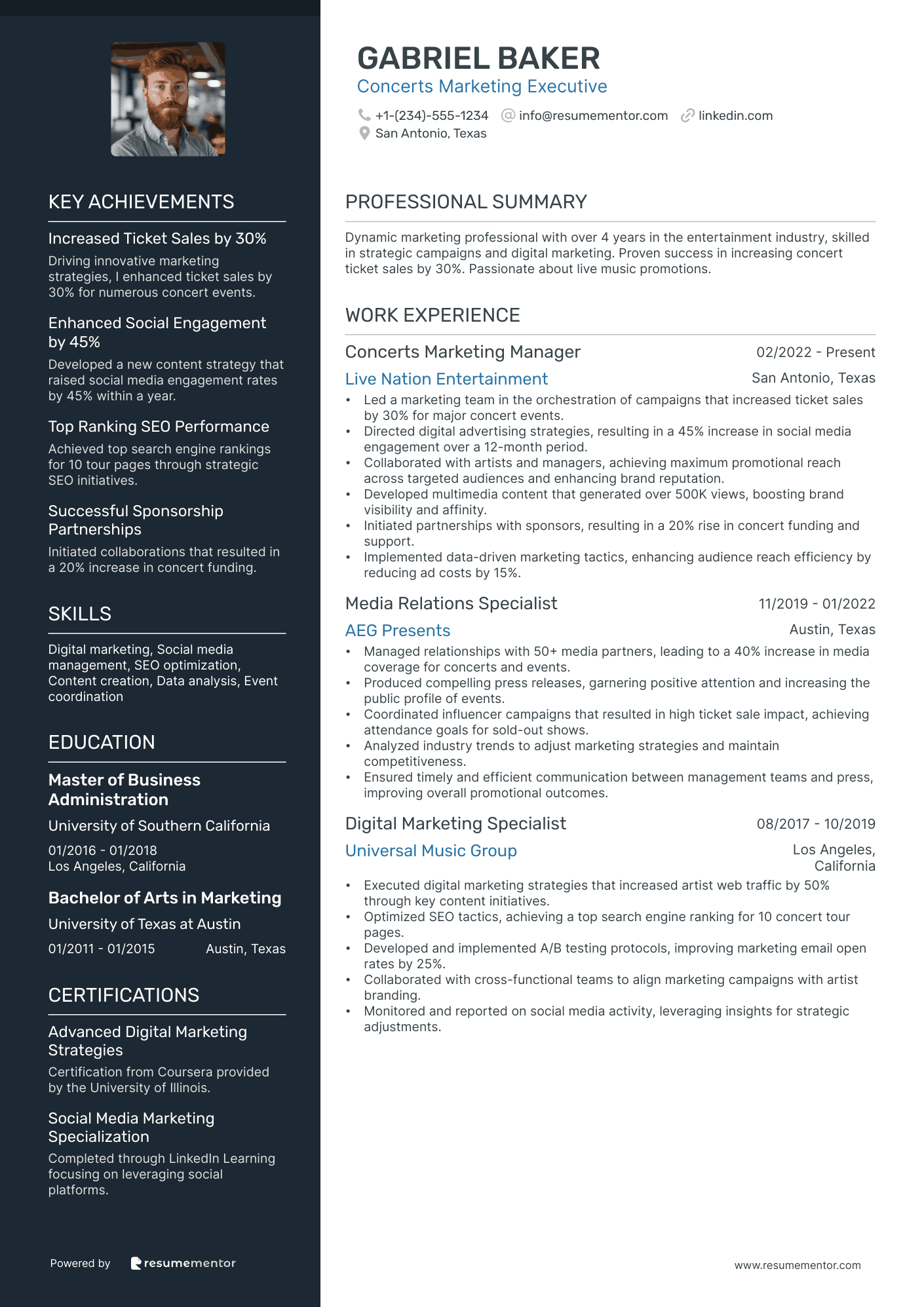 Concerts Marketing Executive