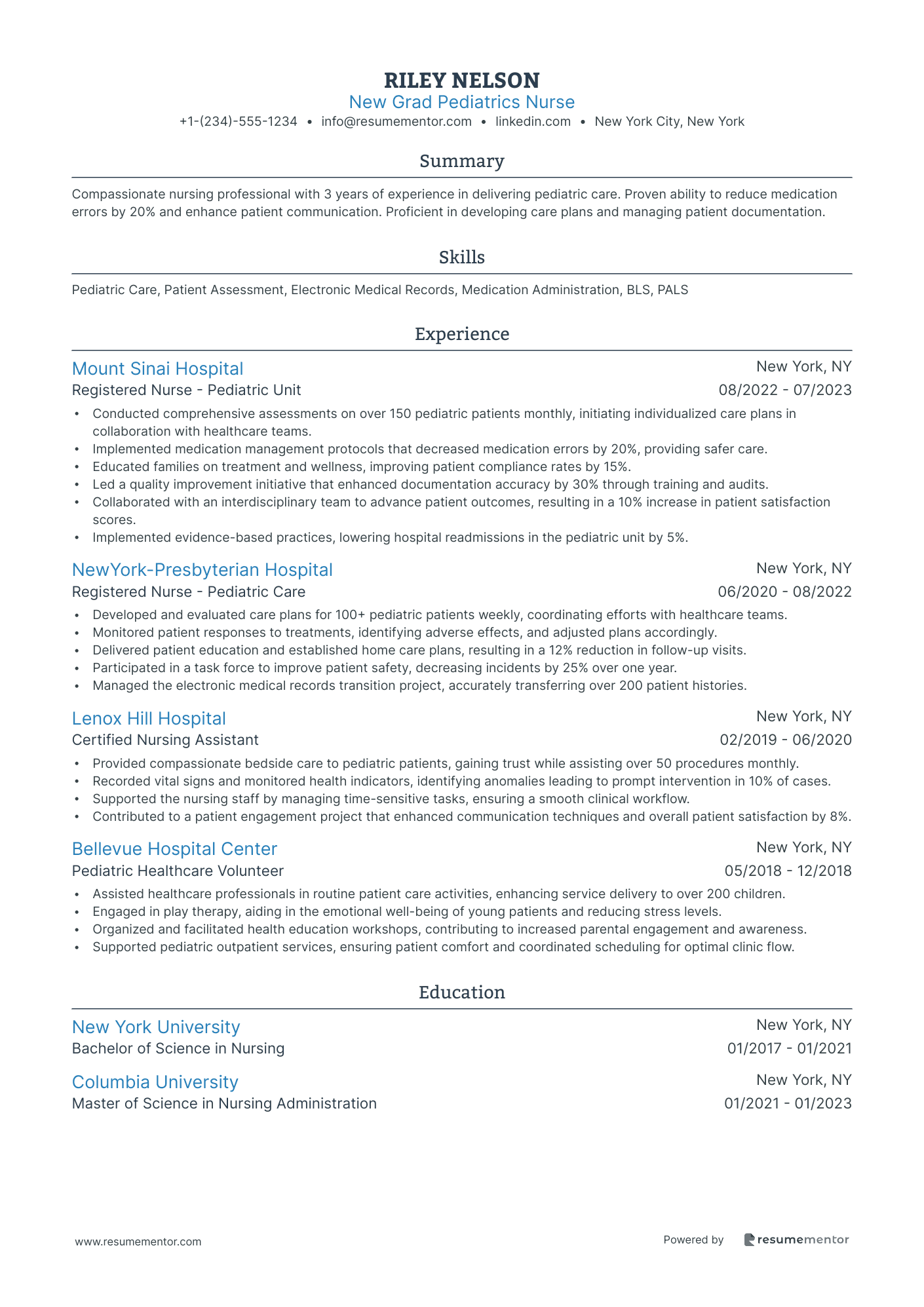 New Grad Pediatrics Nurse