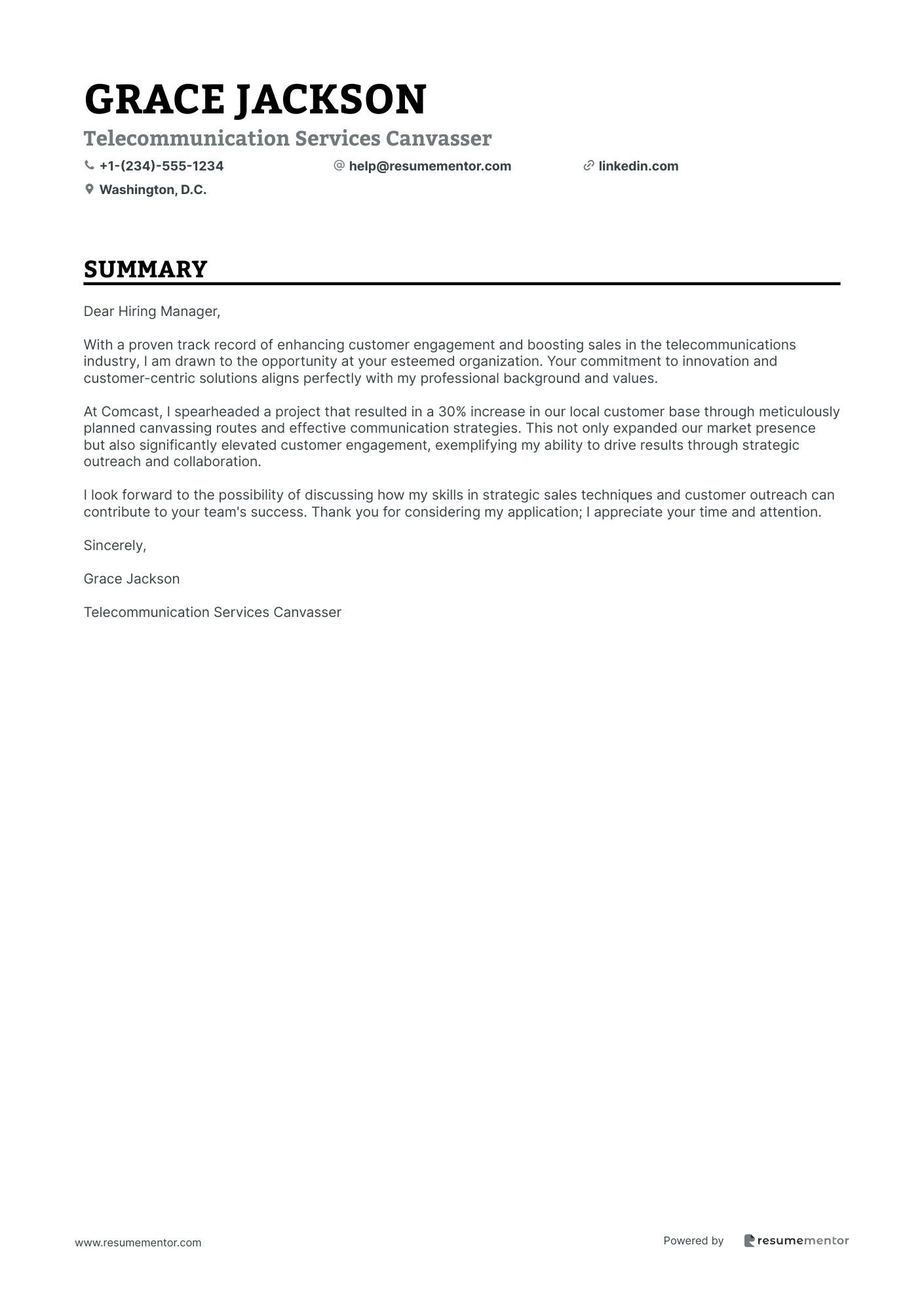 Telecommunication Services Canvasser