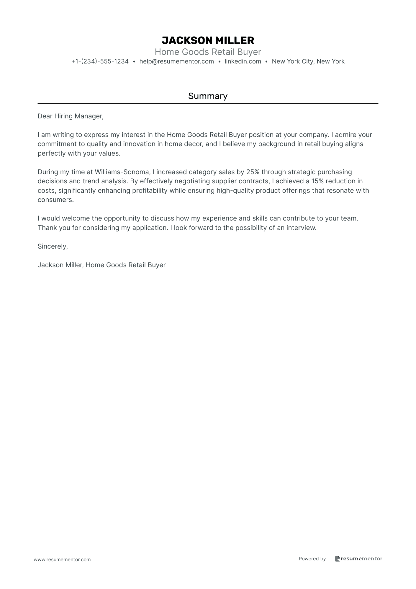 Home Goods Retail Buyer