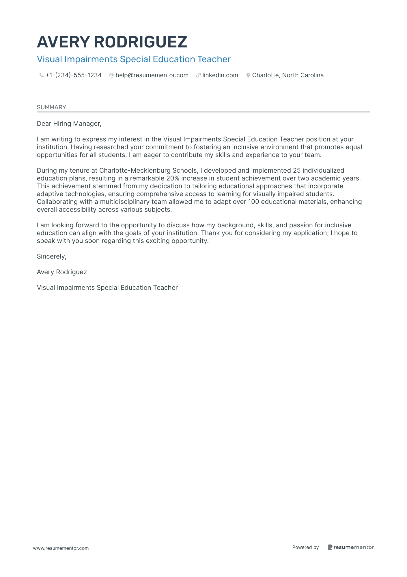 Visual Impairments Special Education Teacher