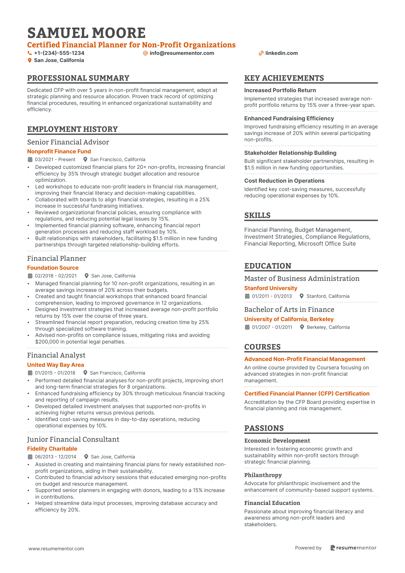 Certified Financial Planner for Non Profit Organizations