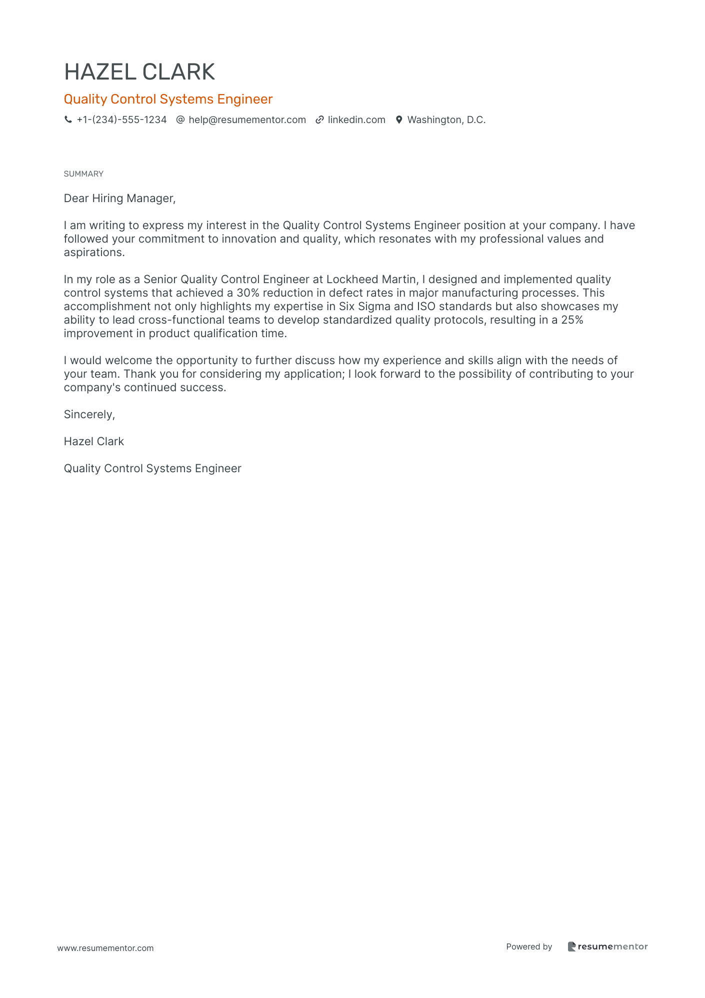 Quality Control Systems Engineer