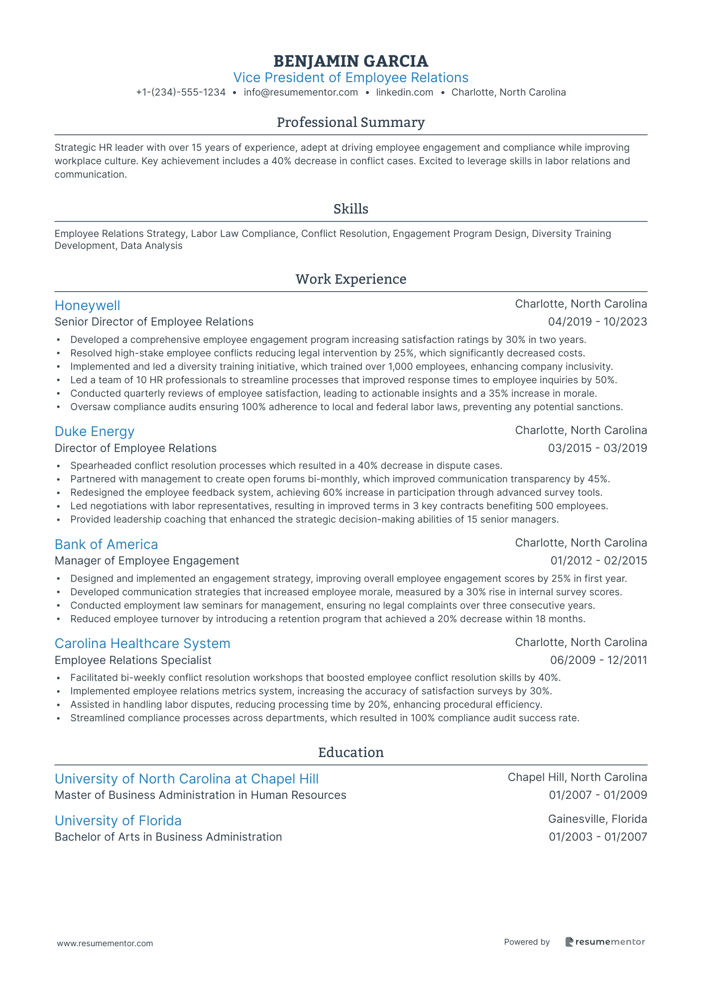 Vice President of Employee Relations