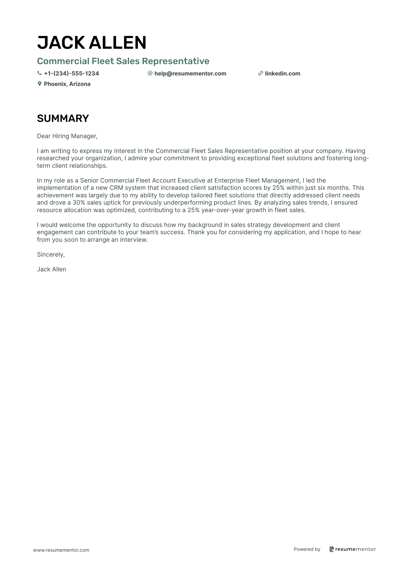 Commercial Fleet Sales Representative