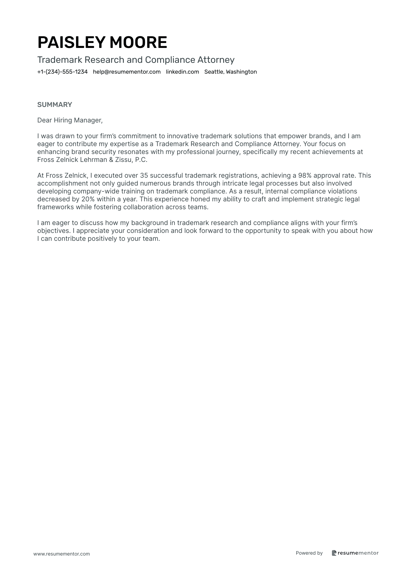Trademark Research and Compliance Attorney