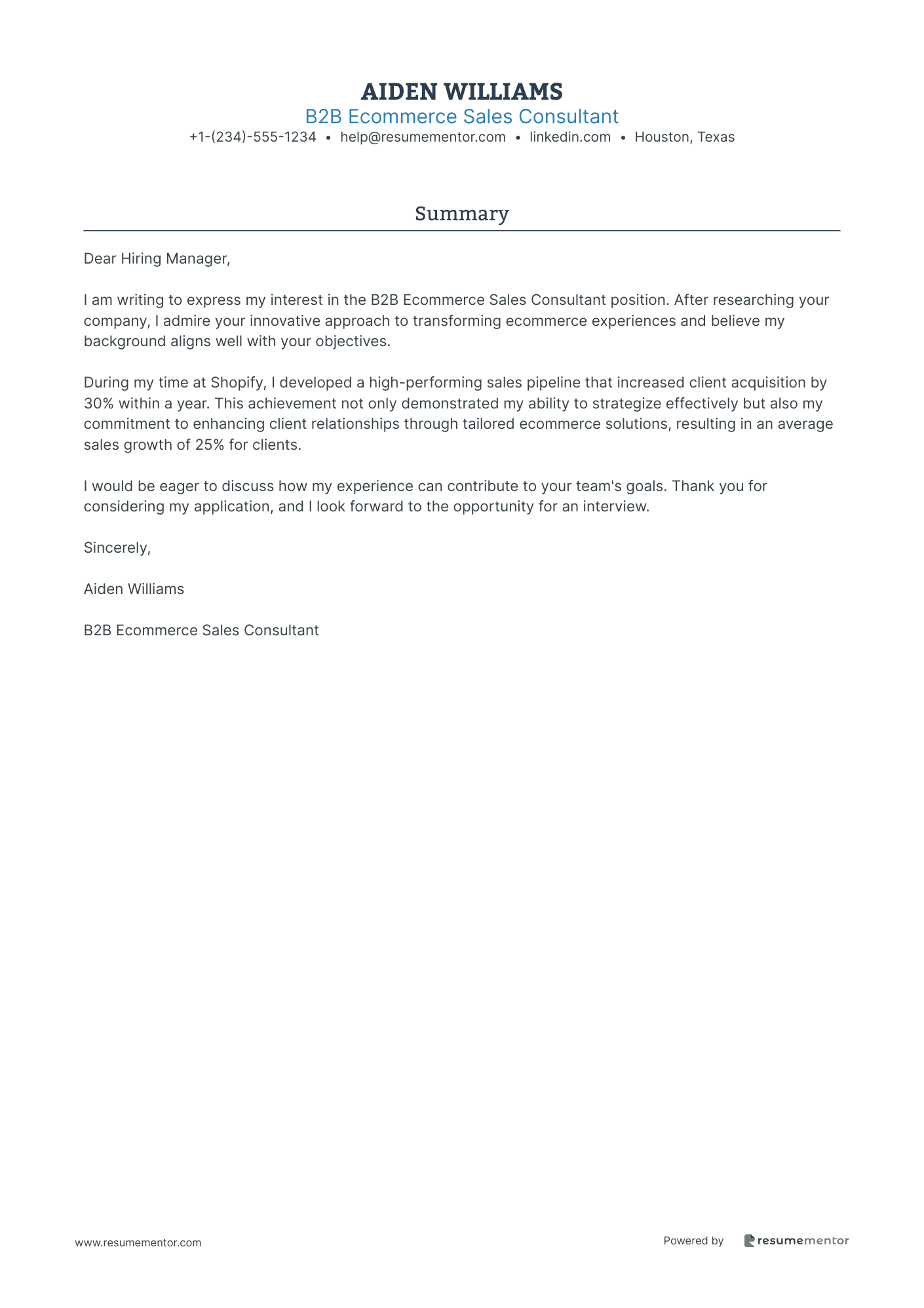 B2B Ecommerce Sales Consultant