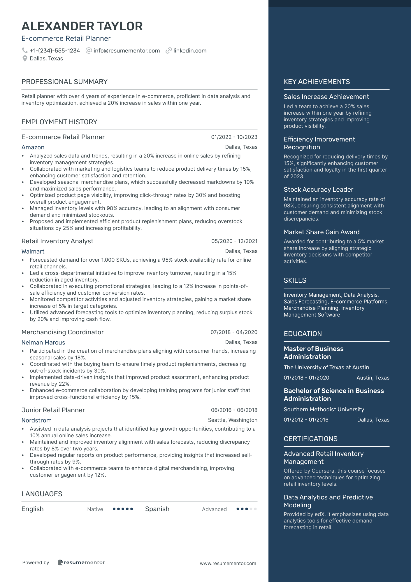E commerce Retail Planner