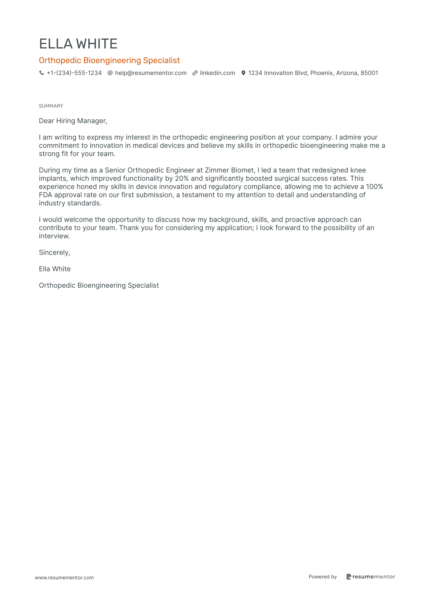 Orthopedic Bioengineering Specialist