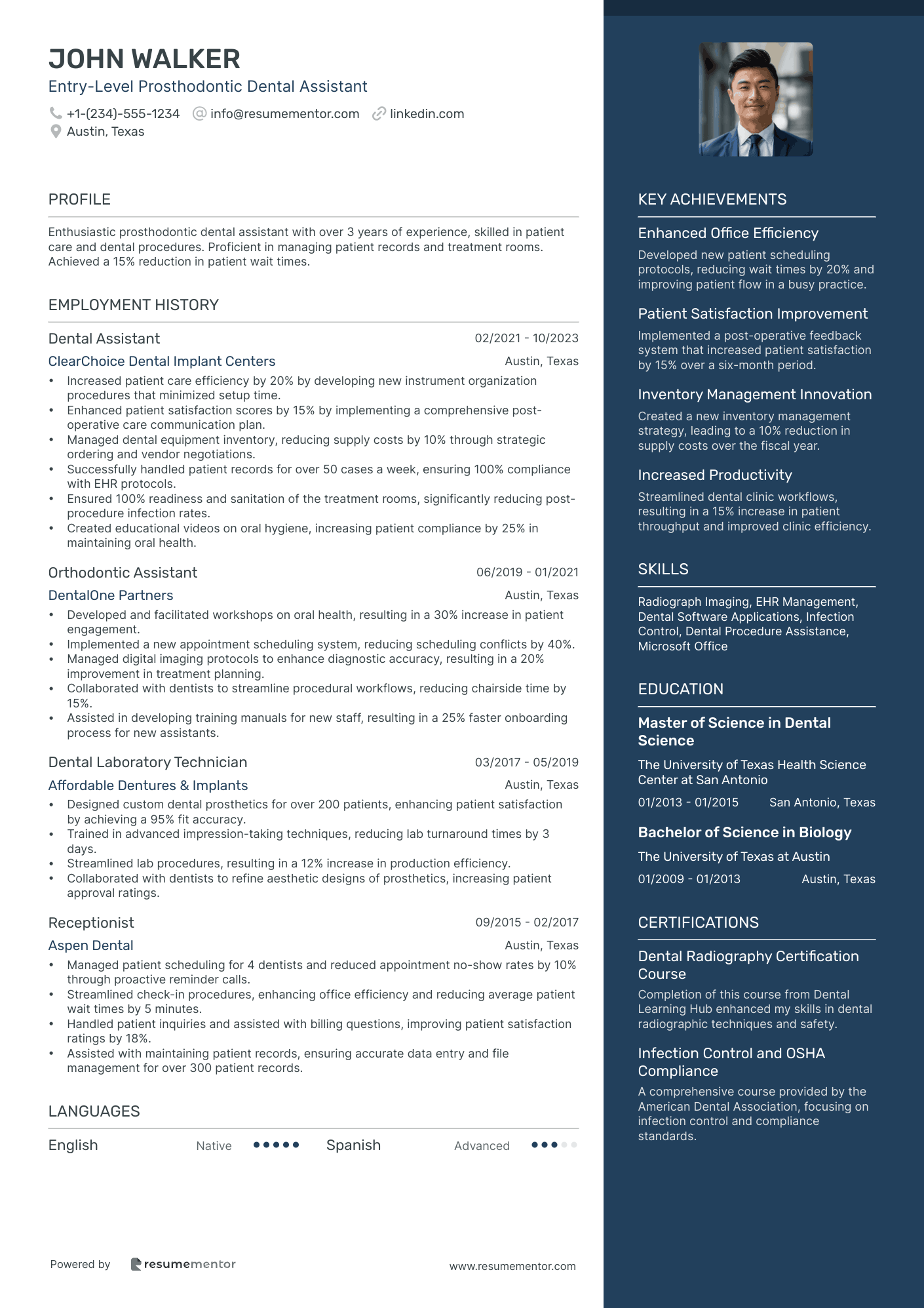 Entry Level Prosthodontic Dental Assistant