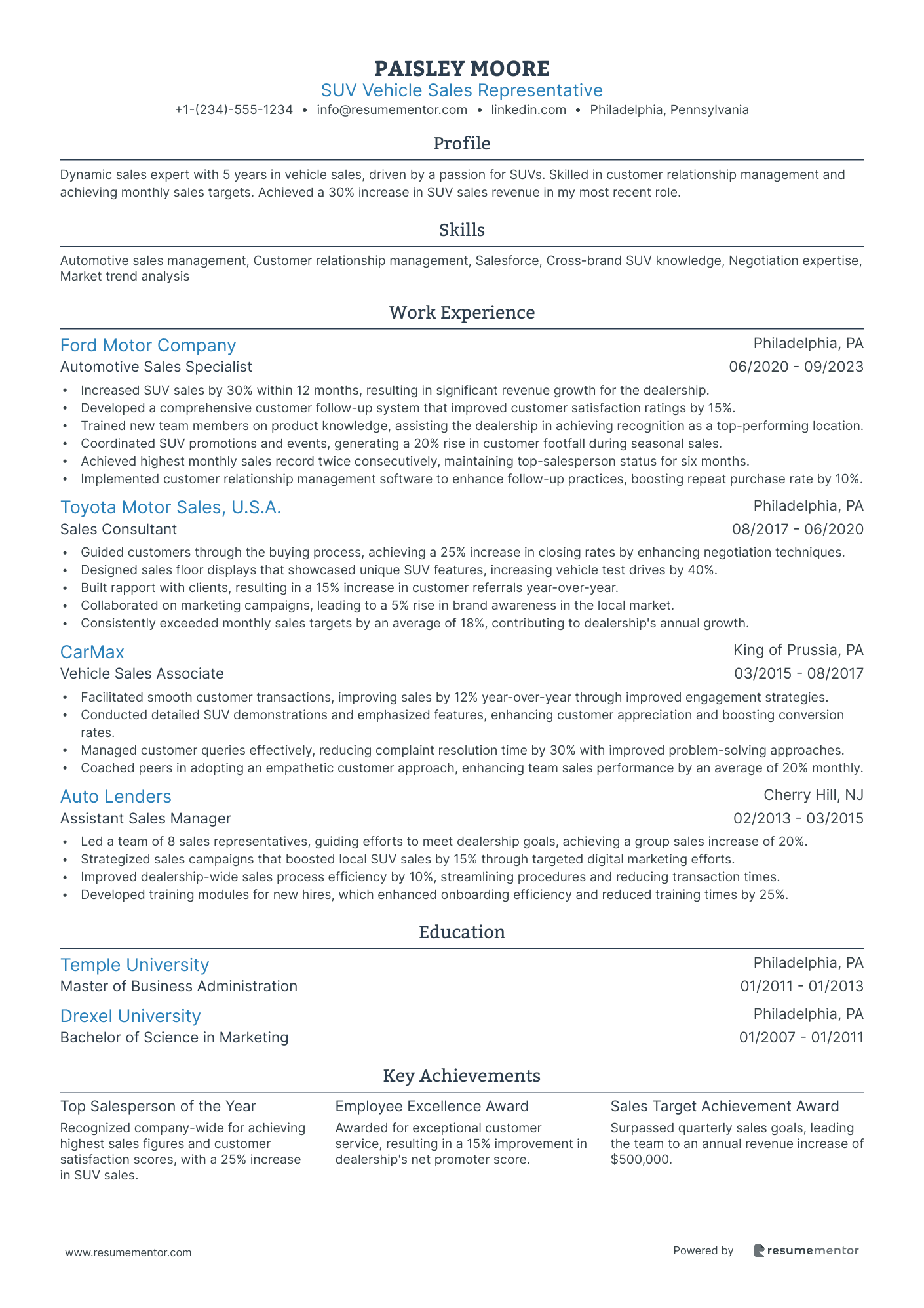 SUV Vehicle Sales Representative