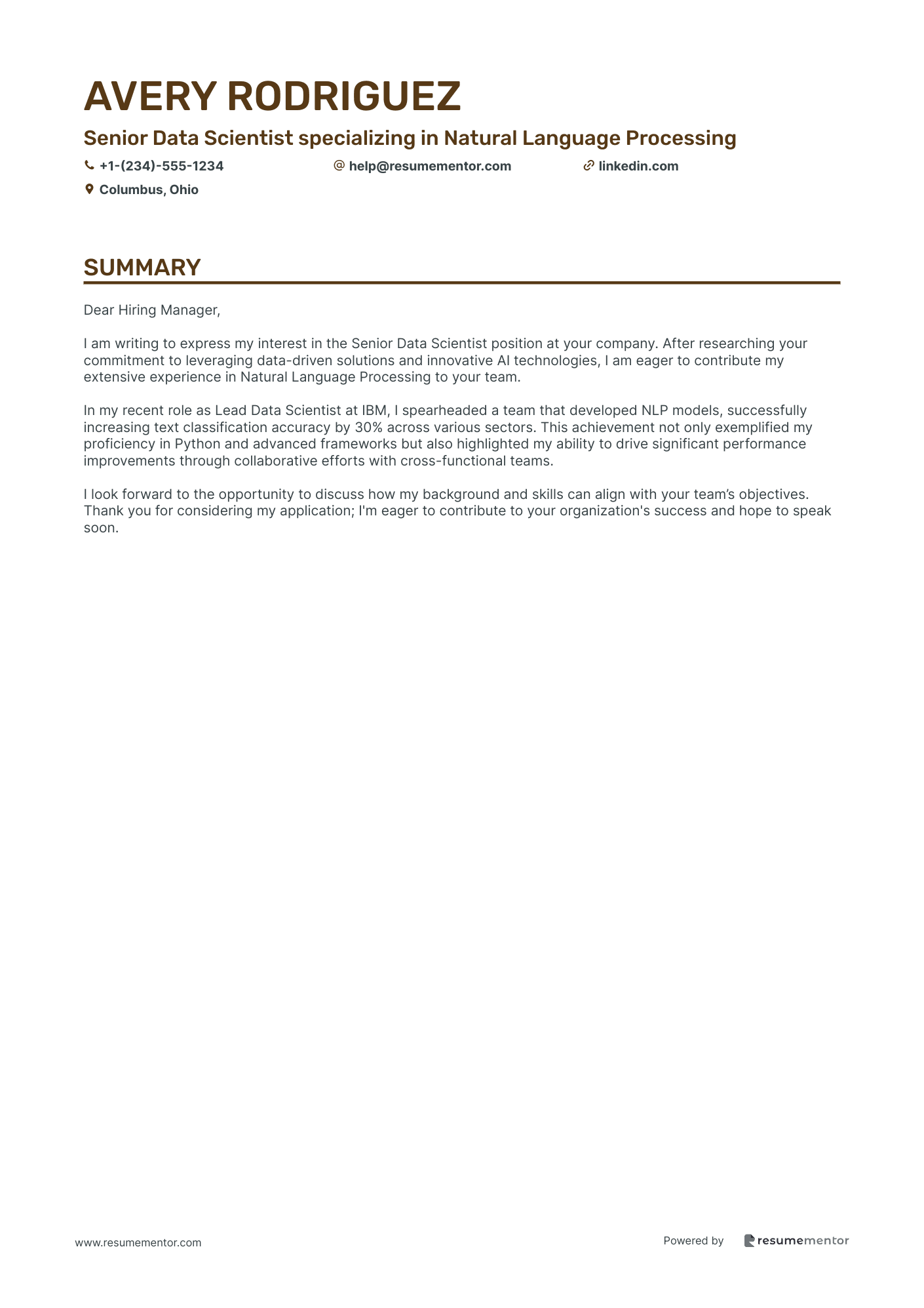 Senior Data Scientist specializing in Natural Language Processing