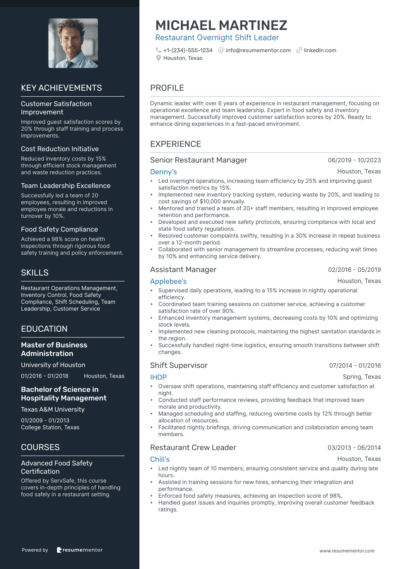 Restaurant Overnight Shift Leader