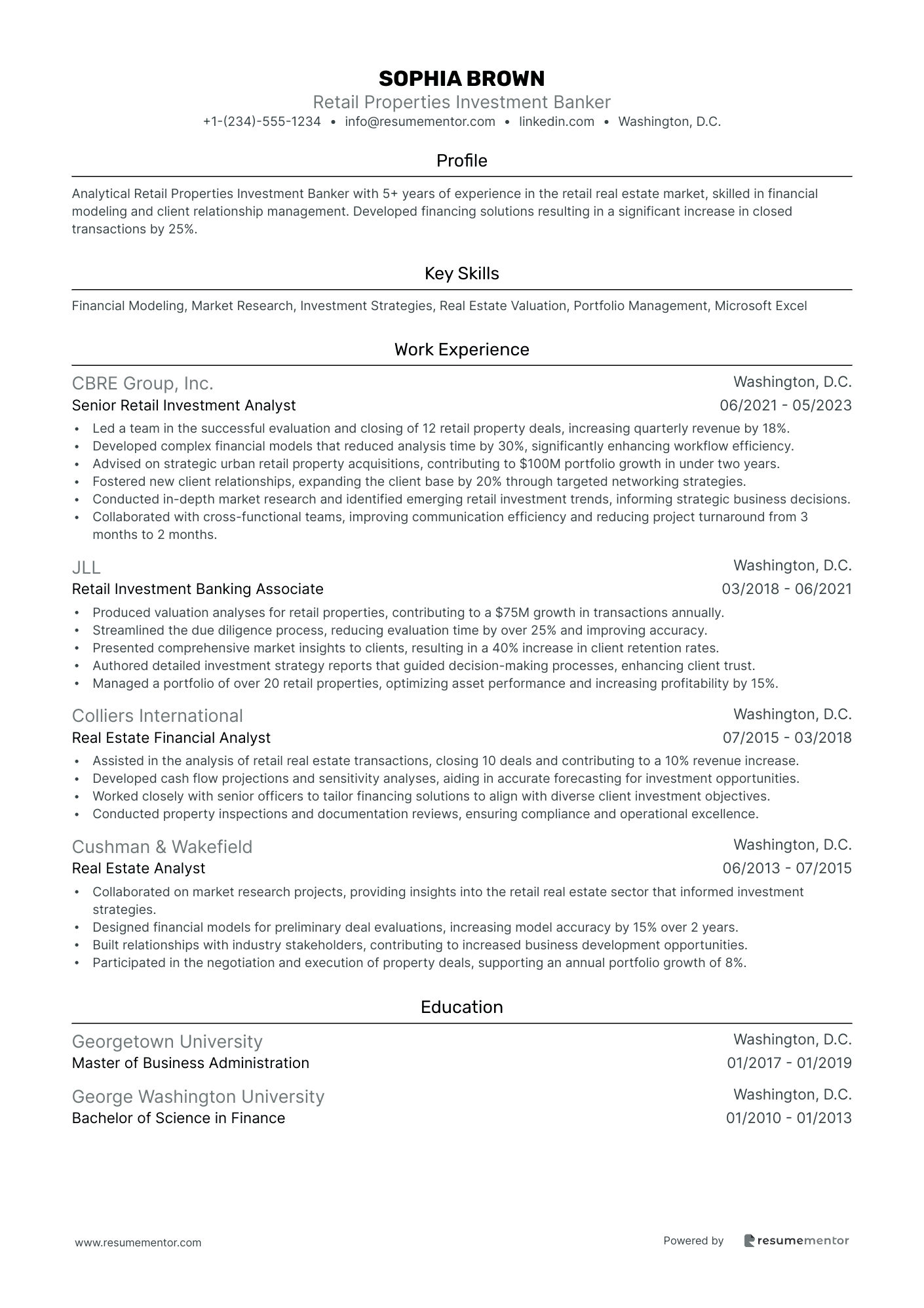 Retail Properties Investment Banker