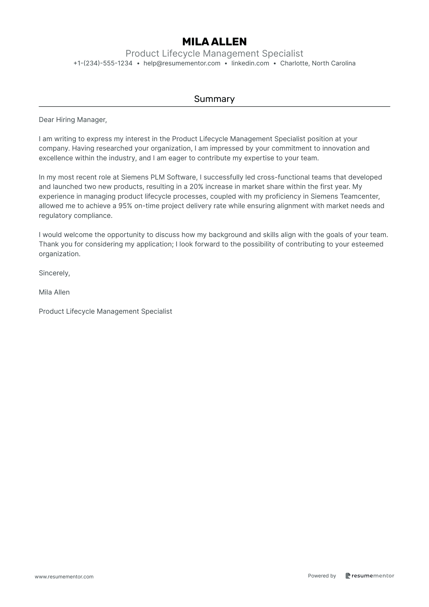 Product Lifecycle Management Specialist