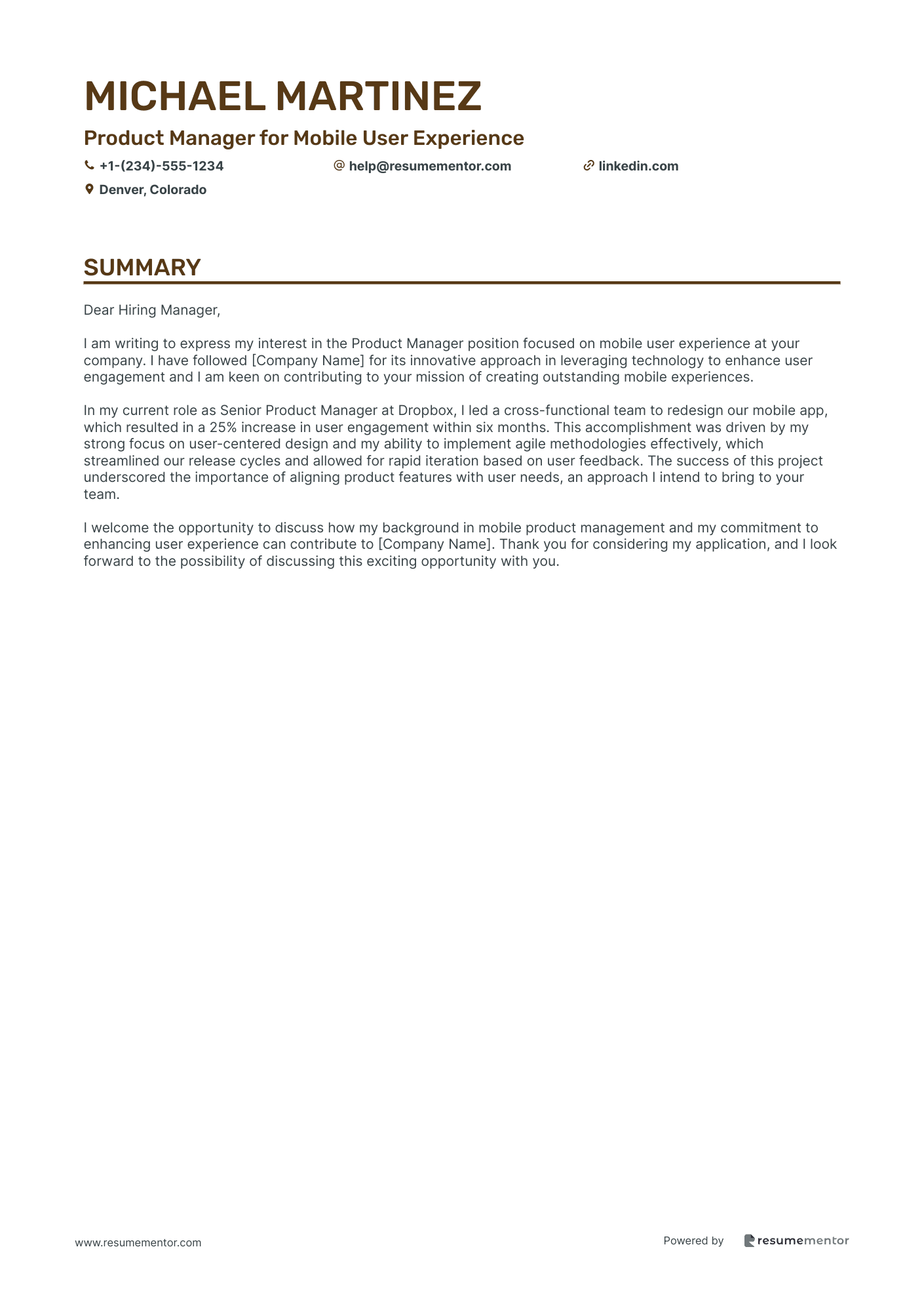 Product Manager for Mobile User Experience